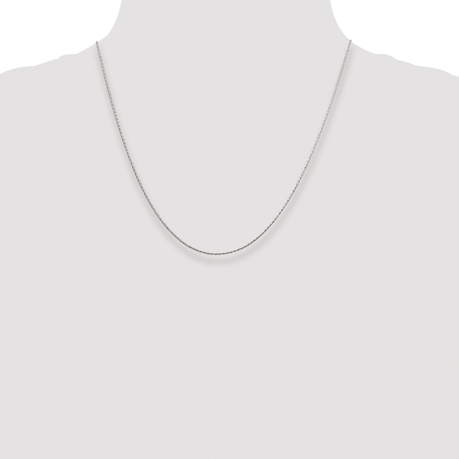 Sterling Silver Rhodium-plated 1.25mm Diamond-cut Round Spiga Chain