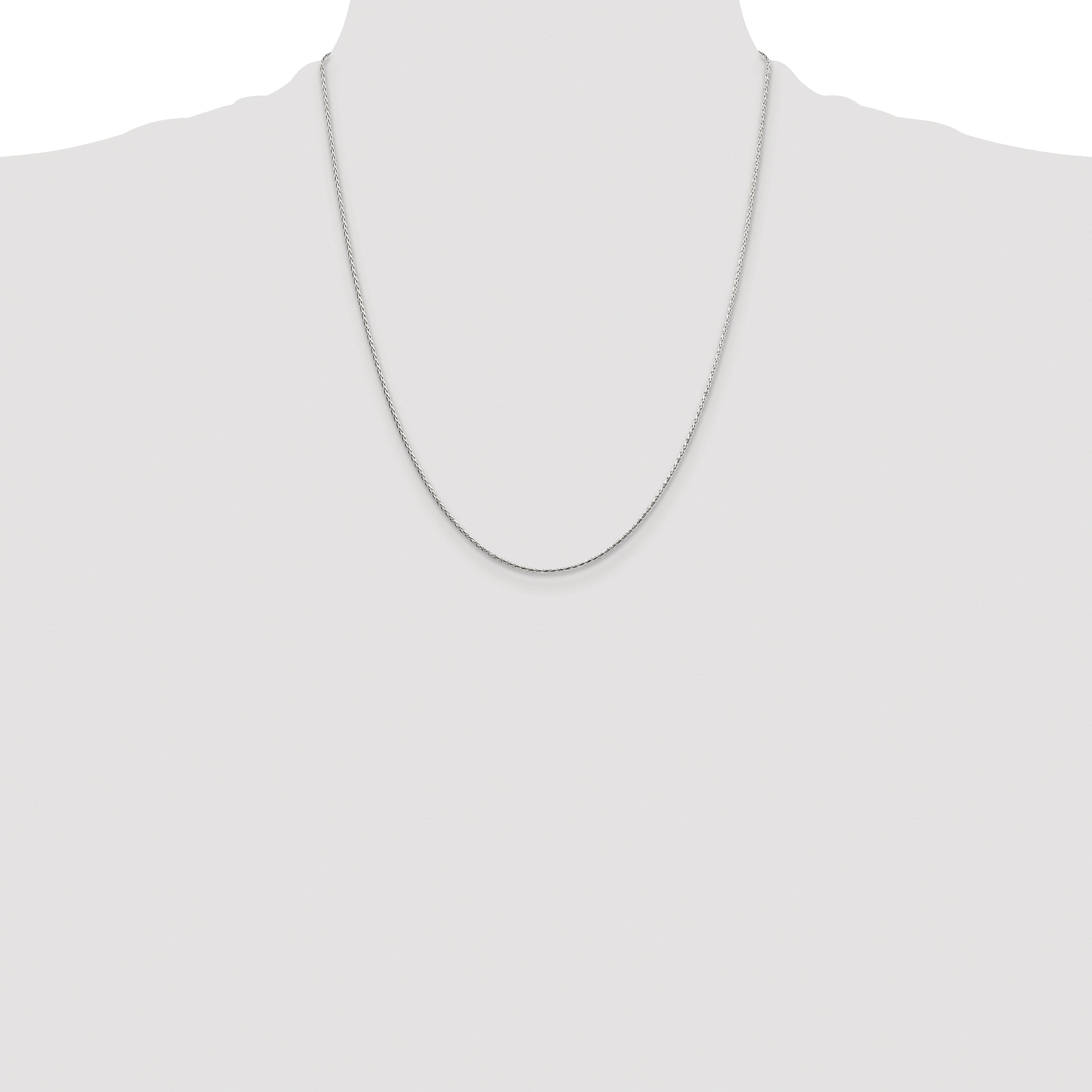Sterling Silver Rhodium-plated 1.25mm Diamond-cut Round Spiga Chain