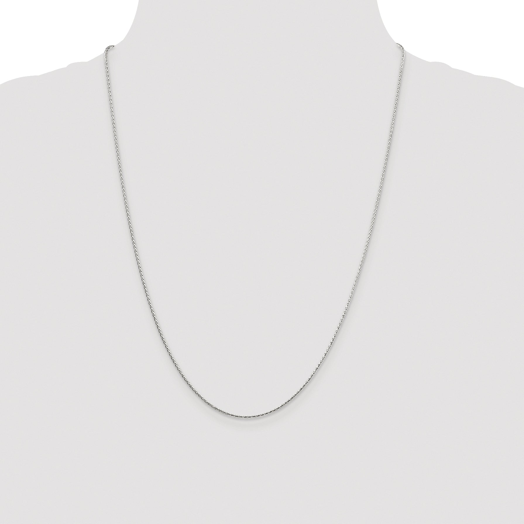 Sterling Silver Rhodium-plated 1.25mm Diamond-cut Round Spiga Chain