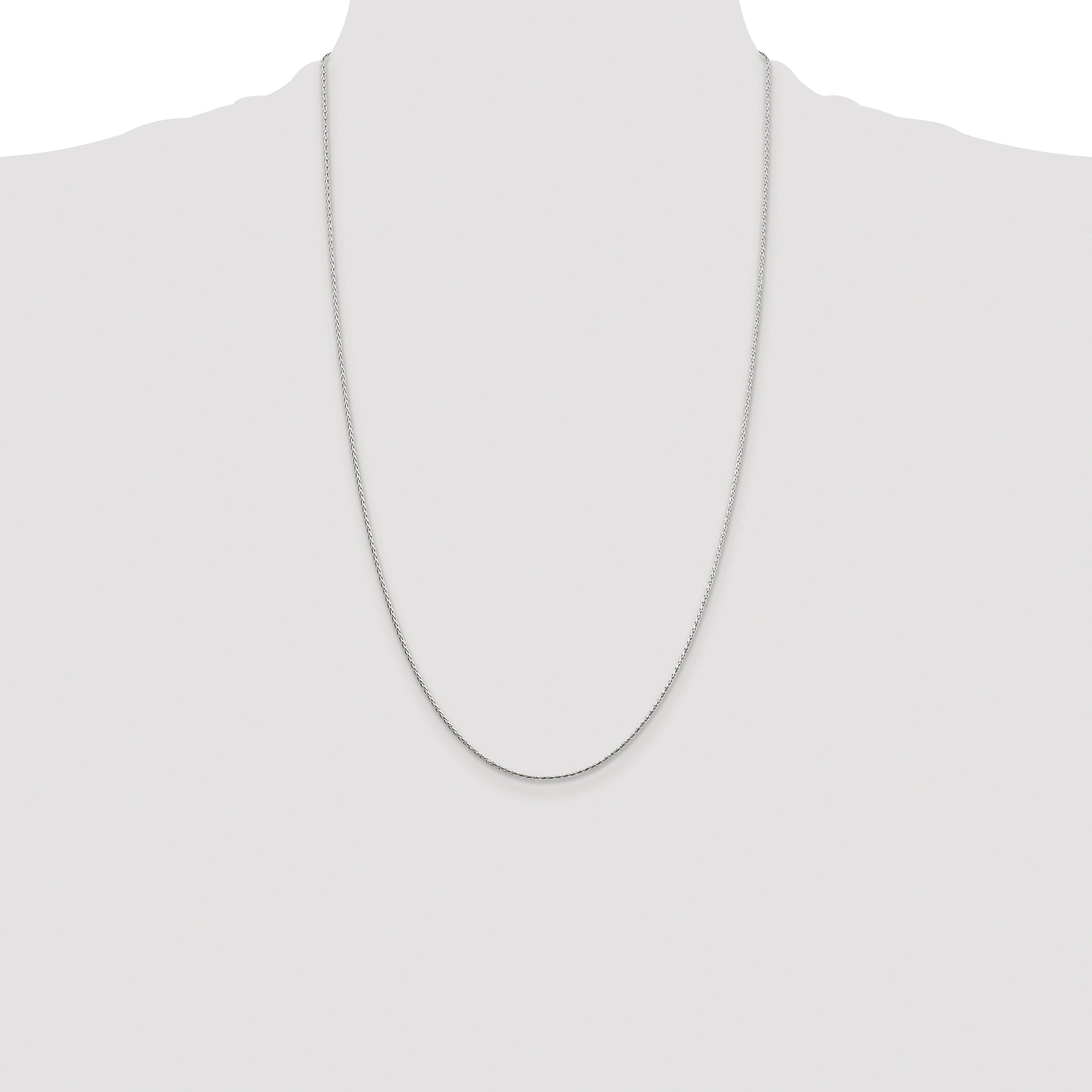 Sterling Silver Rhodium-plated 1.25mm Diamond-cut Round Spiga Chain