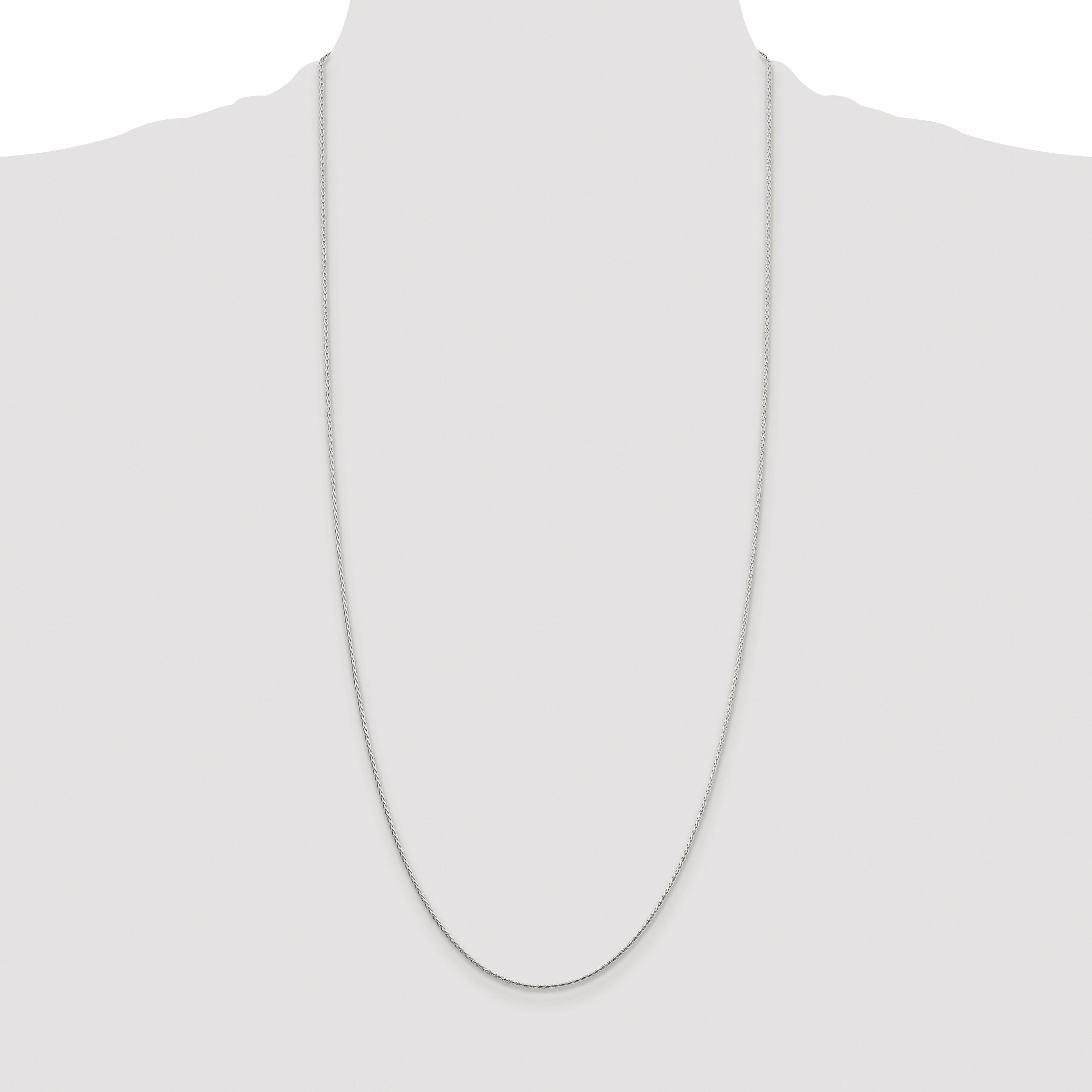 Sterling Silver Rhodium-plated 1.25mm Diamond-cut Round Spiga Chain