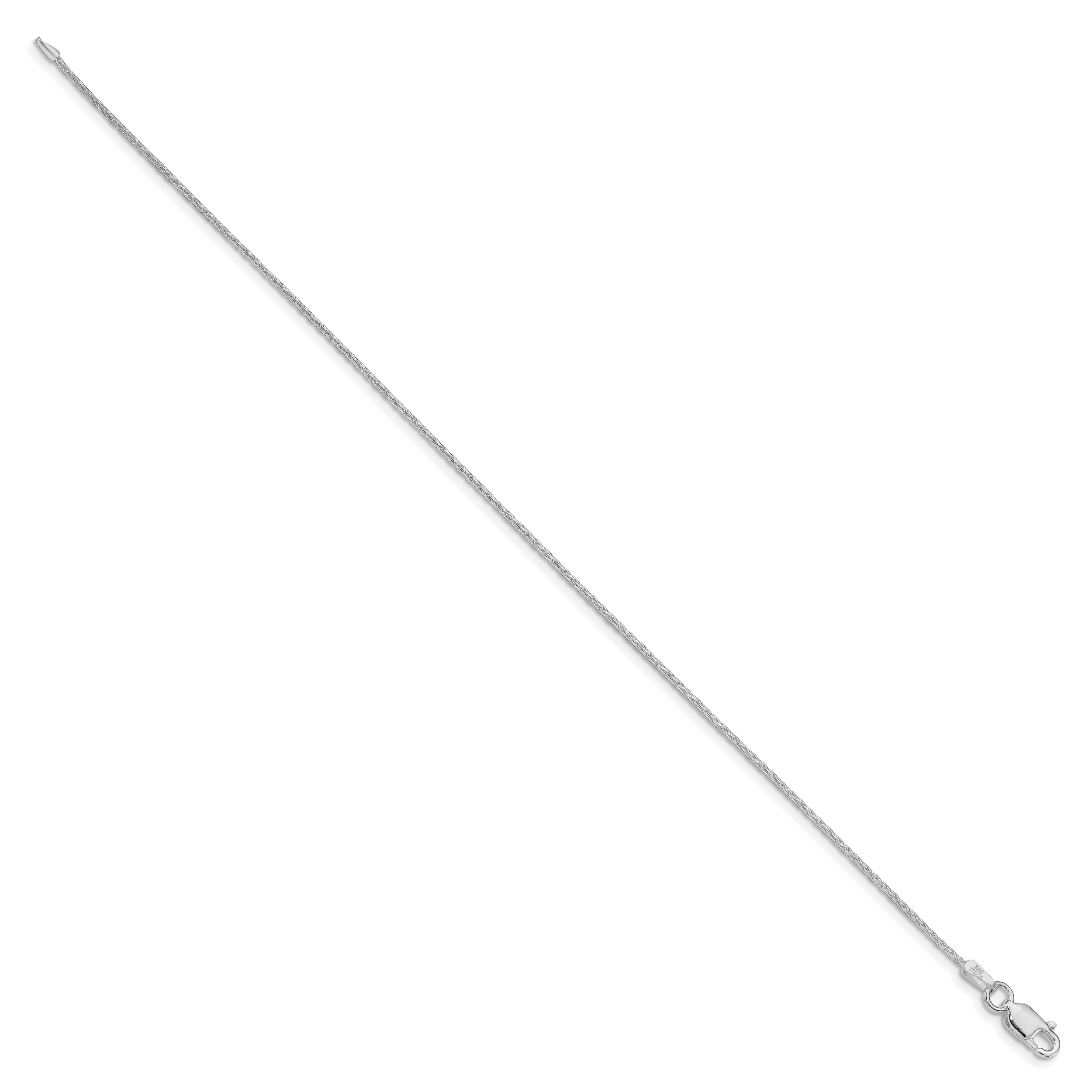 Sterling Silver Rhodium-plated 1.25mm Diamond-cut Round Spiga Chain Secondary image