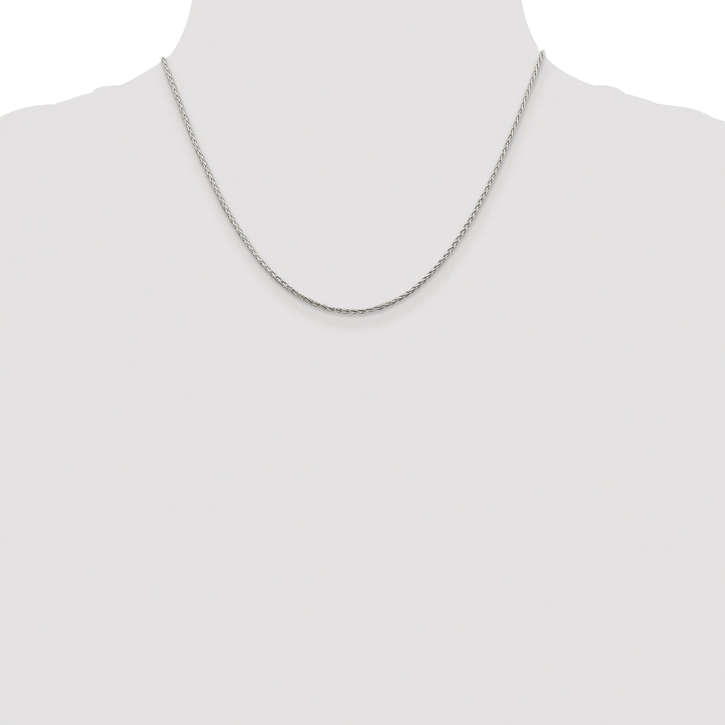 Sterling Silver Rhodium-plated 1.45mm Diamond-cut Round Spiga Chain