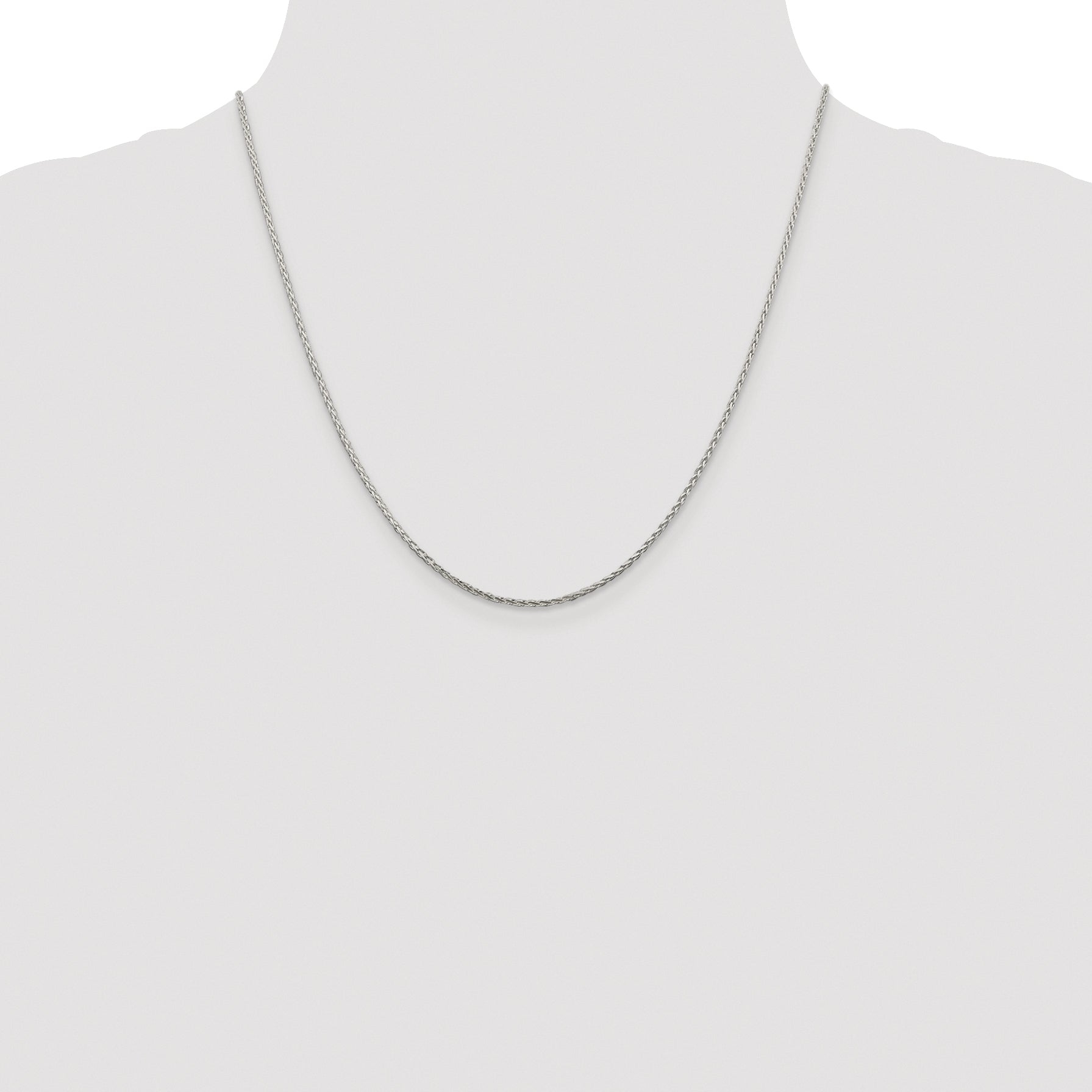 Sterling Silver Rhodium-plated 1.45mm Diamond-cut Round Spiga Chain