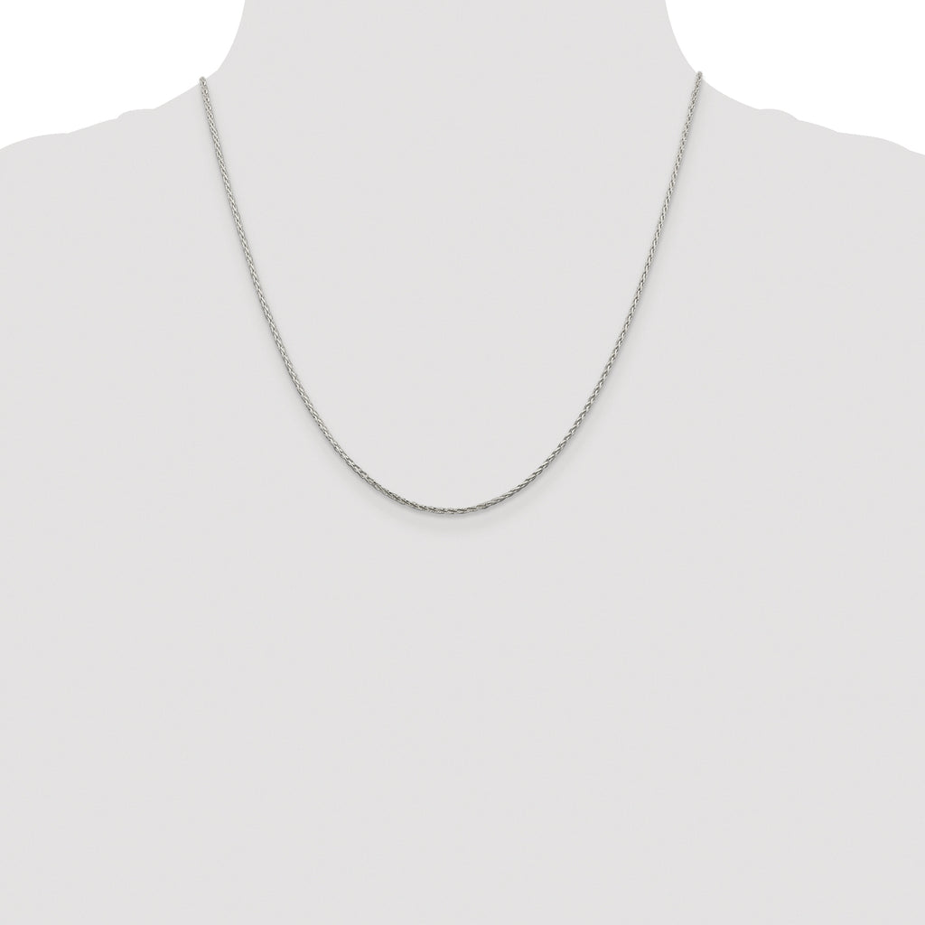 Sterling Silver Rhodium-plated 1.45mm Diamond-cut Round Spiga Chain