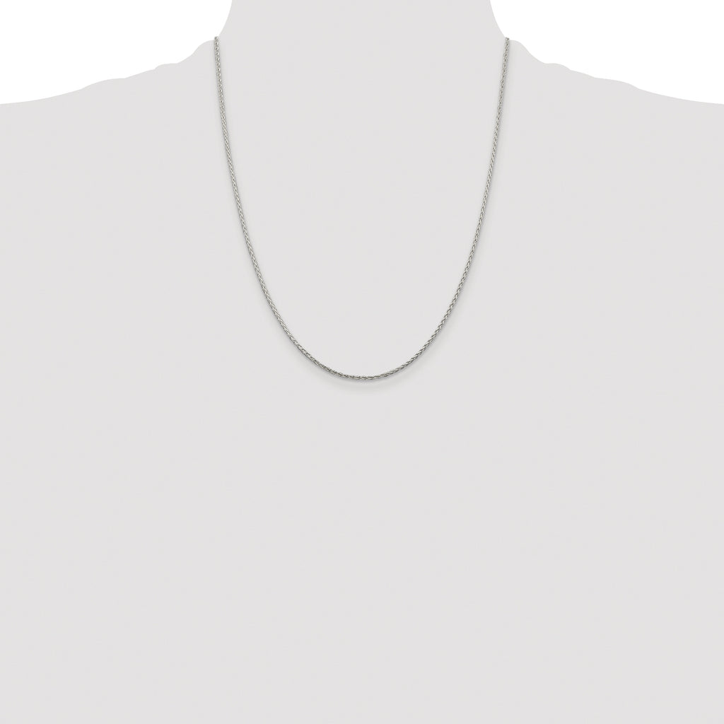 Sterling Silver Rhodium-plated 1.45mm Diamond-cut Round Spiga Chain