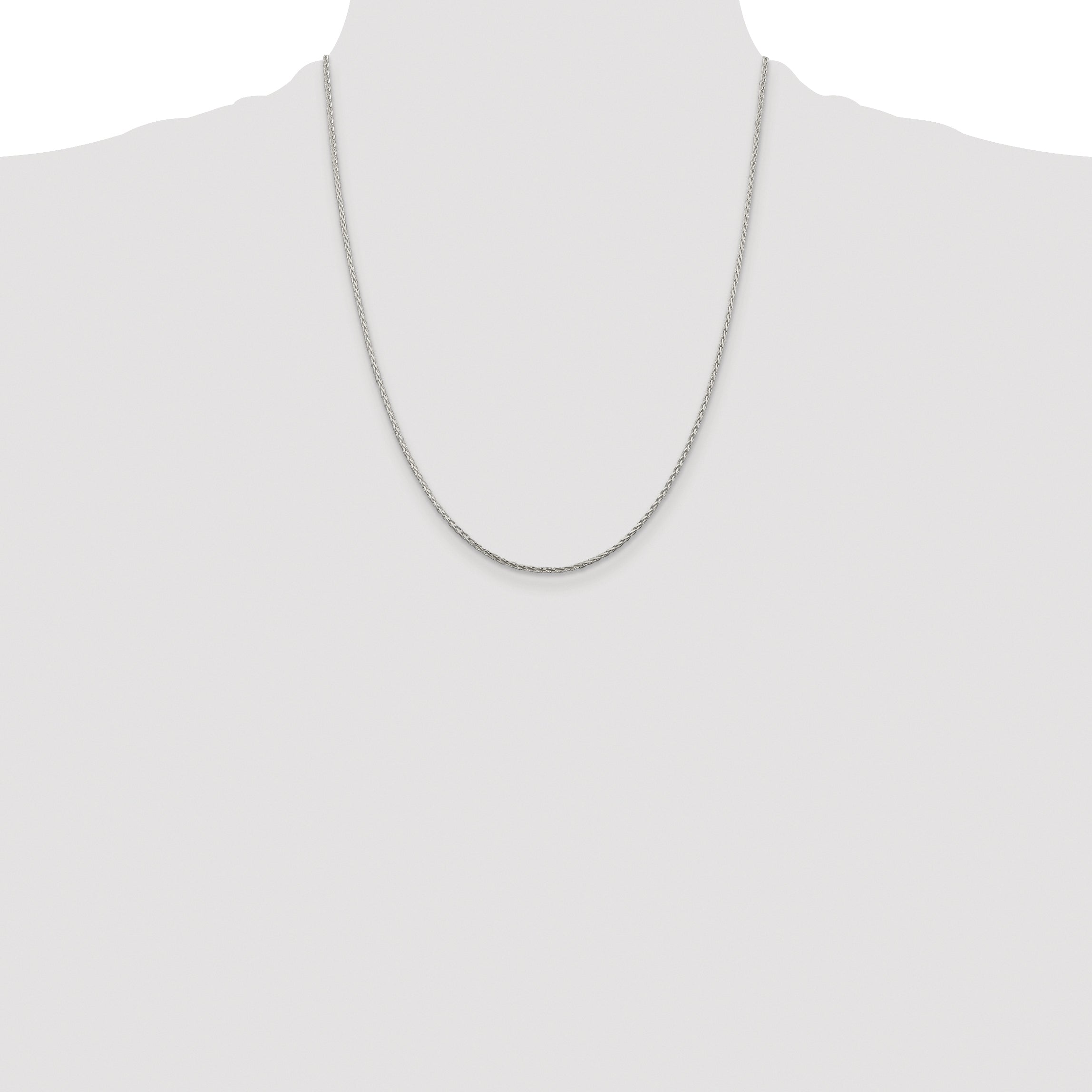 Sterling Silver Rhodium-plated 1.45mm Diamond-cut Round Spiga Chain
