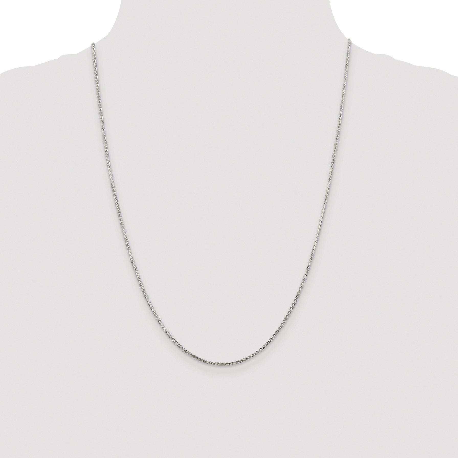 Sterling Silver Rhodium-plated 1.45mm Diamond-cut Round Spiga Chain
