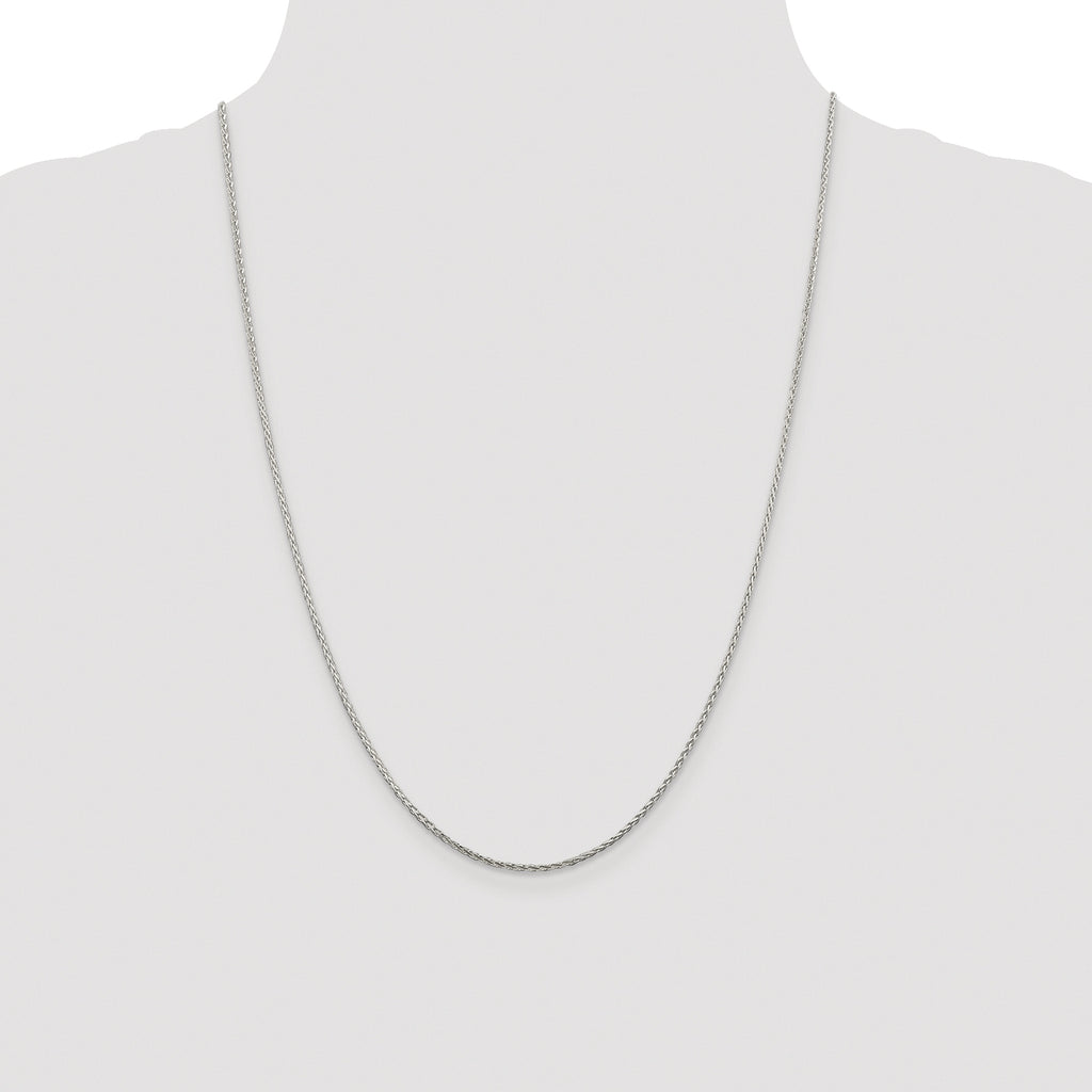 Sterling Silver Rhodium-plated 1.45mm Diamond-cut Round Spiga Chain