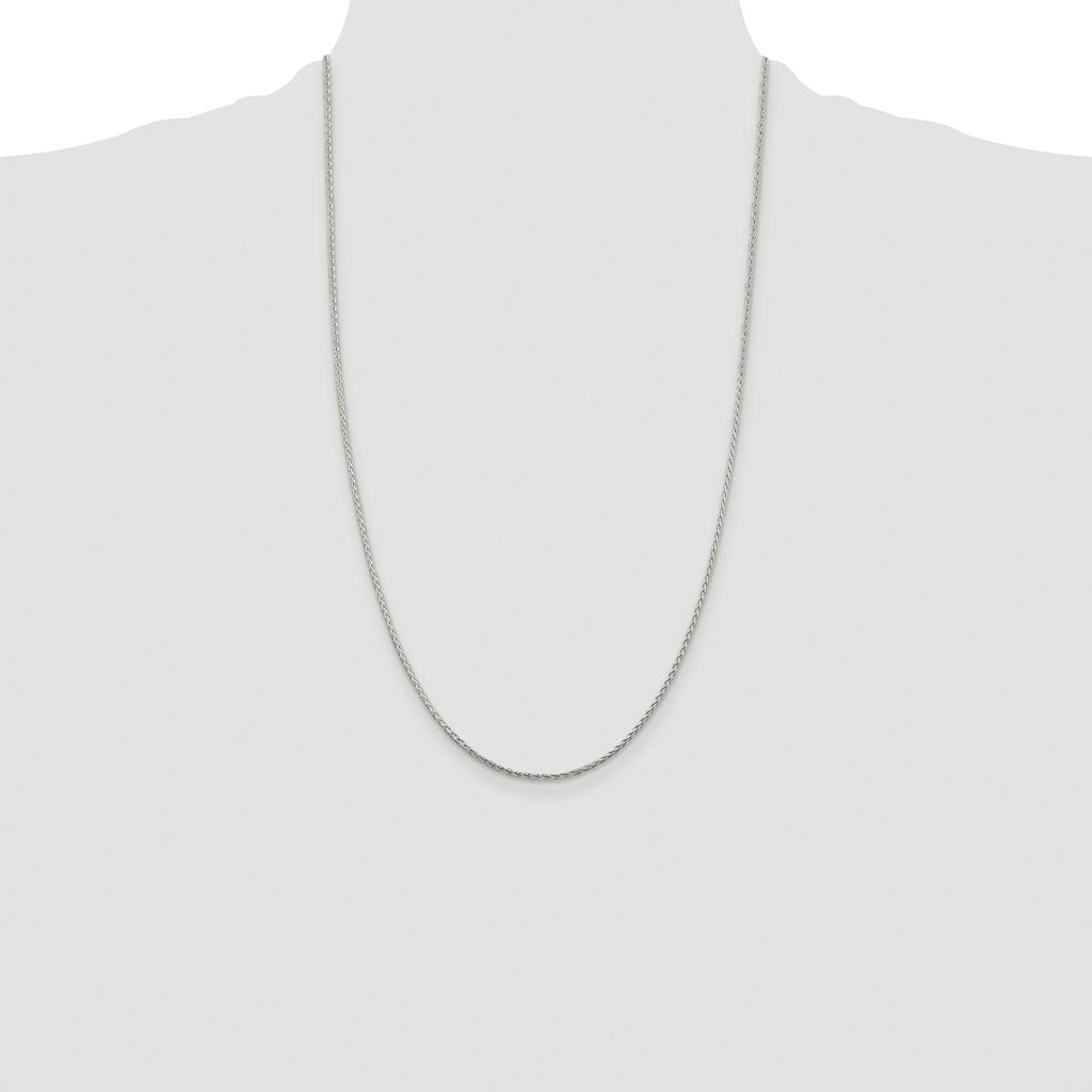 Sterling Silver Rhodium-plated 1.45mm Diamond-cut Round Spiga Chain