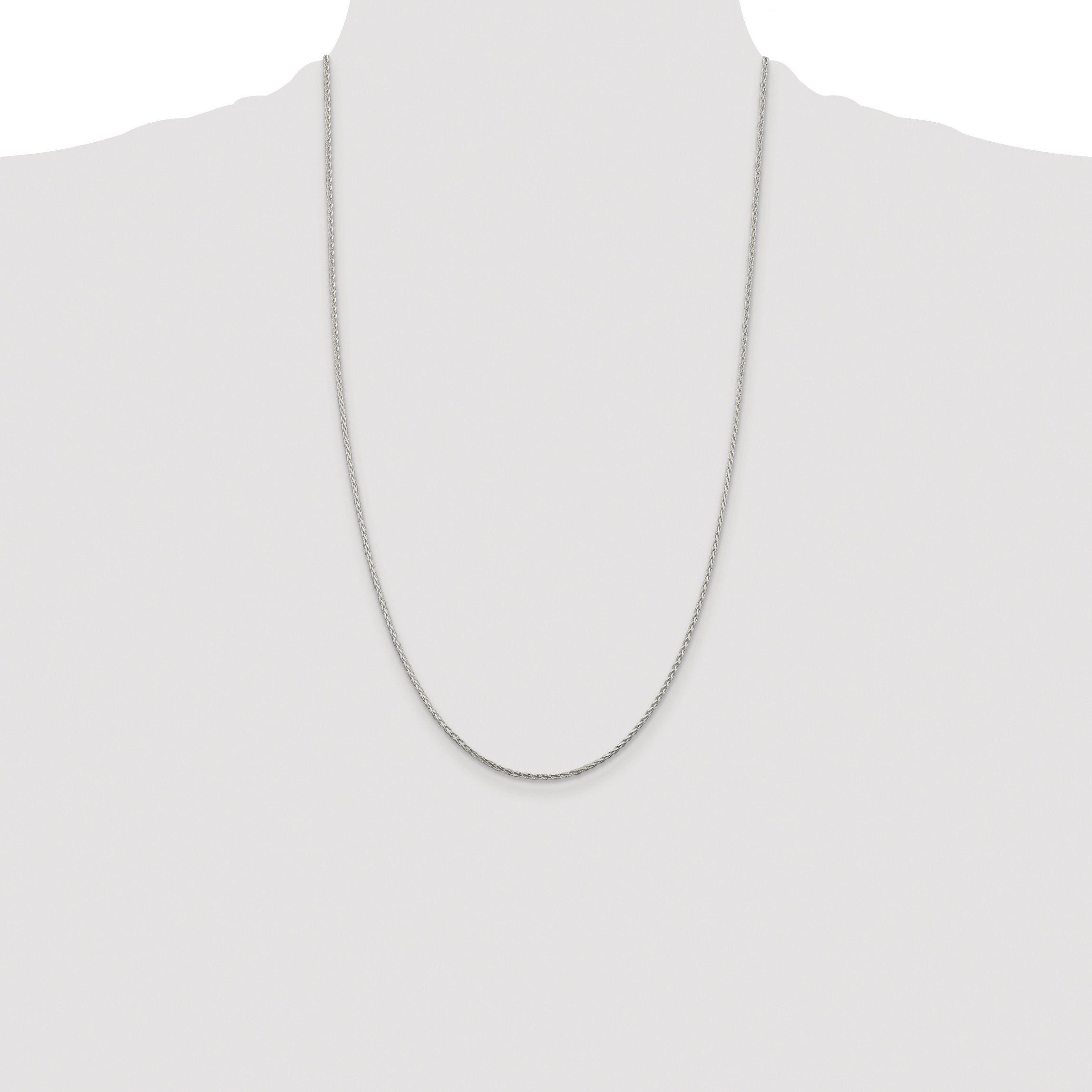 Sterling Silver Rhodium-plated 1.45mm Diamond-cut Round Spiga Chain
