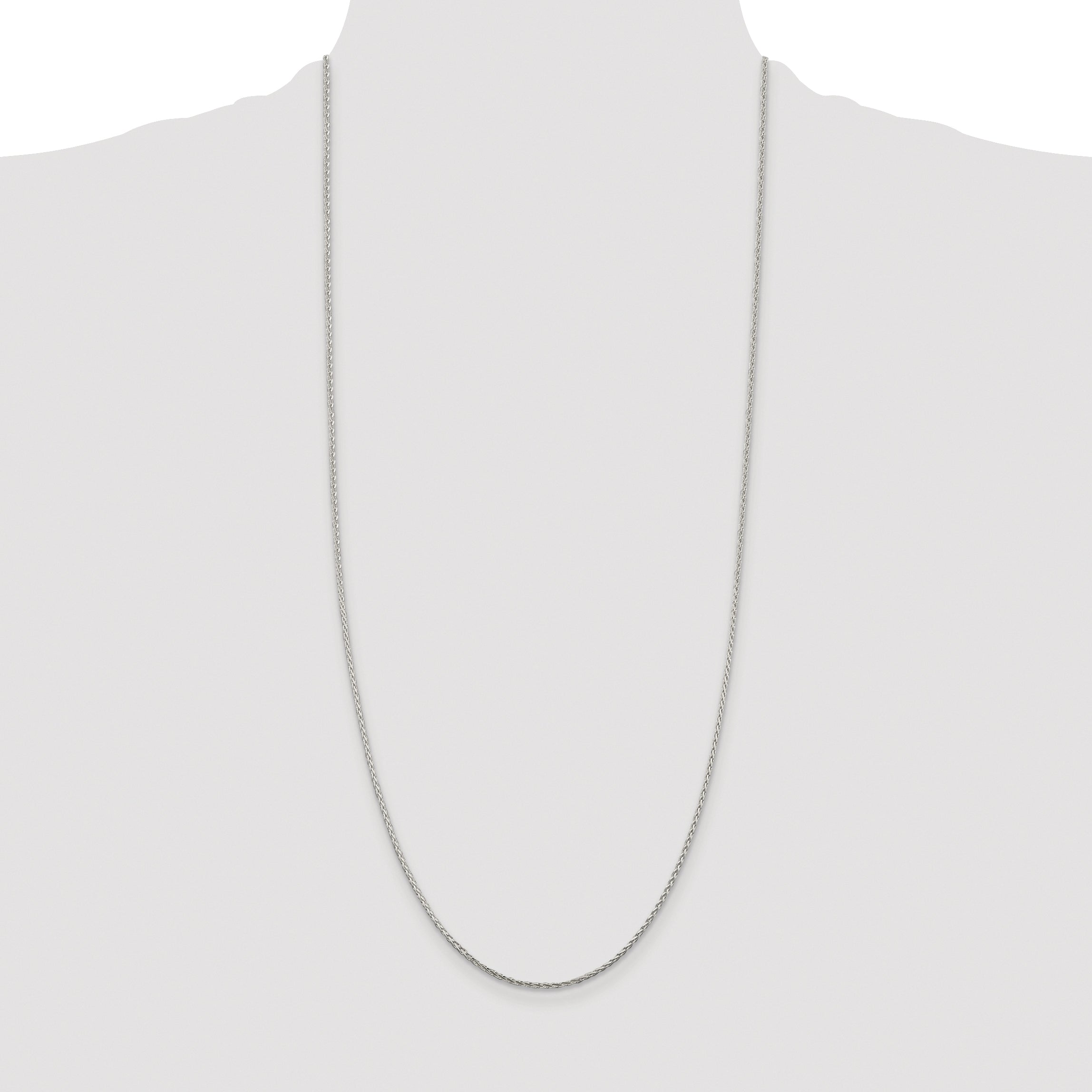 Sterling Silver Rhodium-plated 1.45mm Diamond-cut Round Spiga Chain