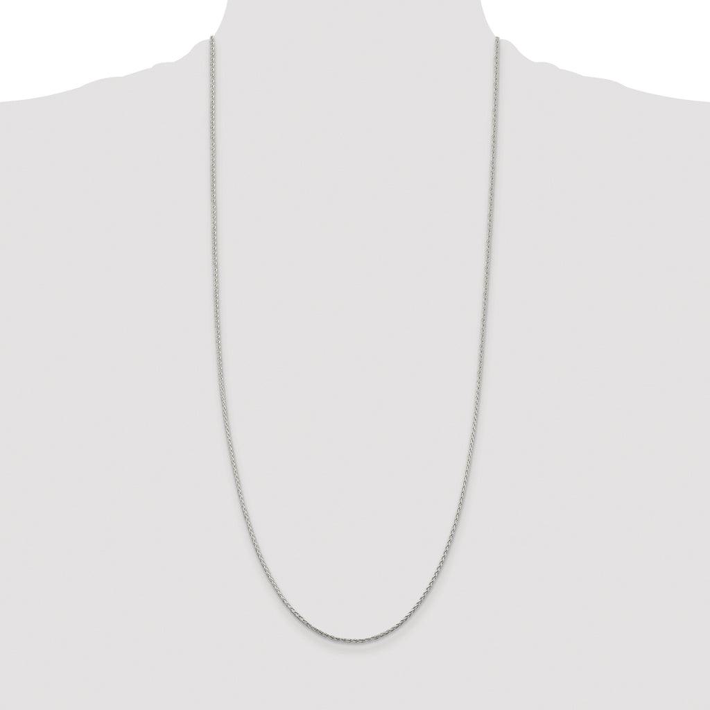 Sterling Silver Rhodium-plated 1.45mm Diamond-cut Round Spiga Chain