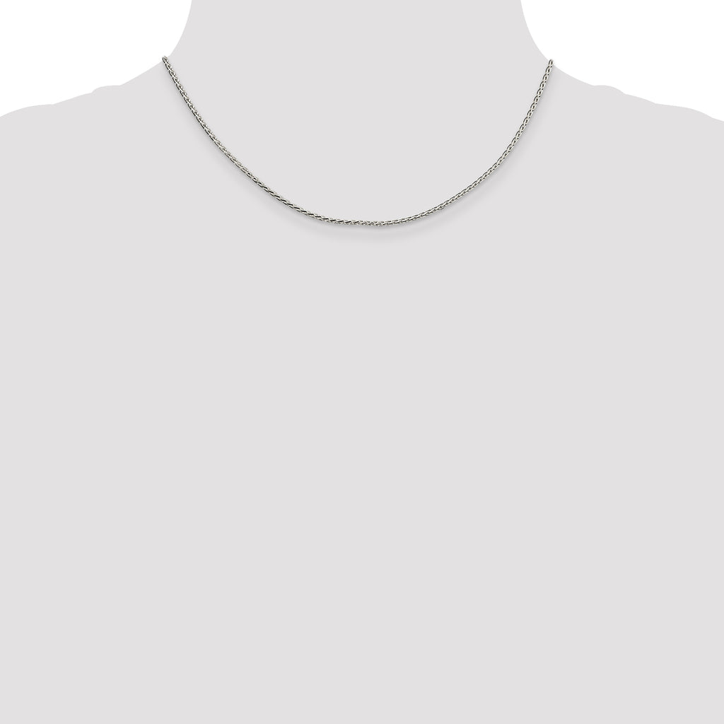Sterling Silver 1.7mm Diamond-Cut Round Spiga Chain