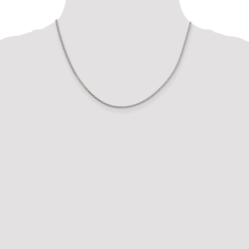 Sterling Silver 1.7mm Diamond-Cut Round Spiga Chain With 2 Inch Extension