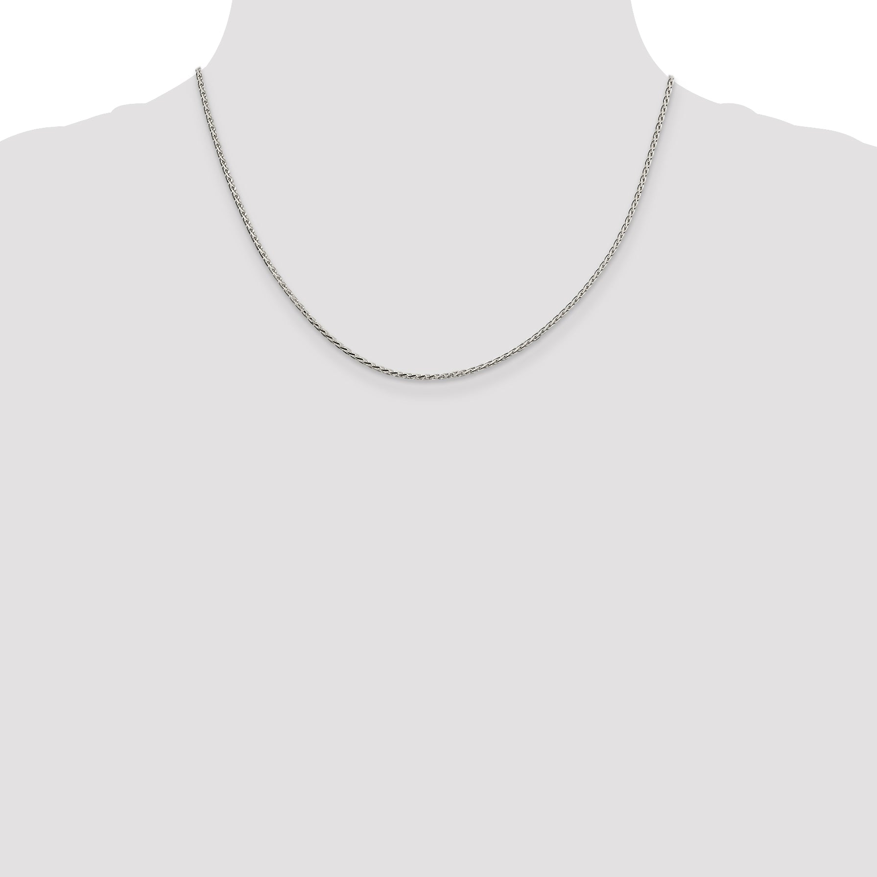 Sterling Silver 1.7mm Diamond-Cut Round Spiga Chain With 2 Inch Extension