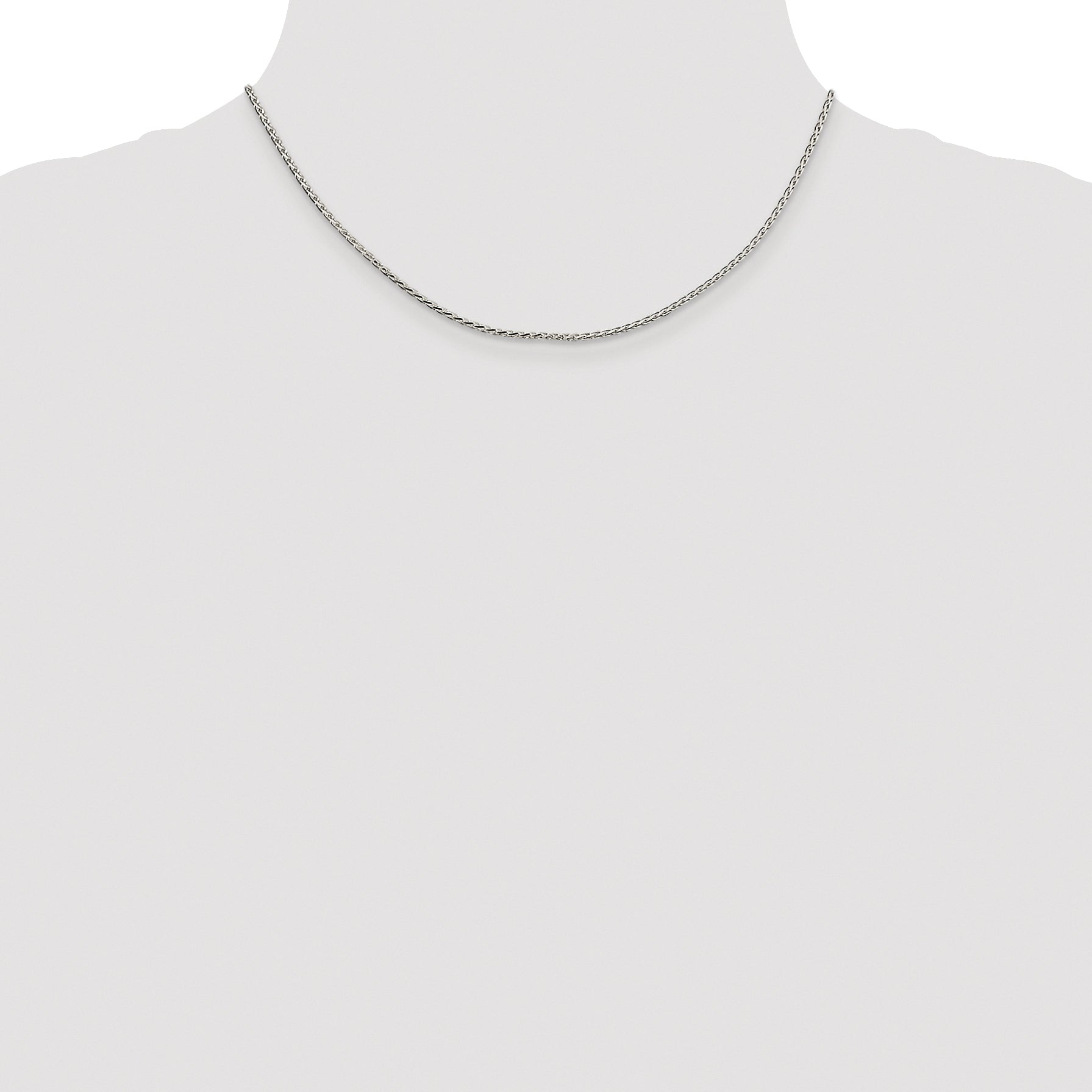 Sterling Silver Rhodium-plated 1.7mm Diamond-cut Round Spiga Chain