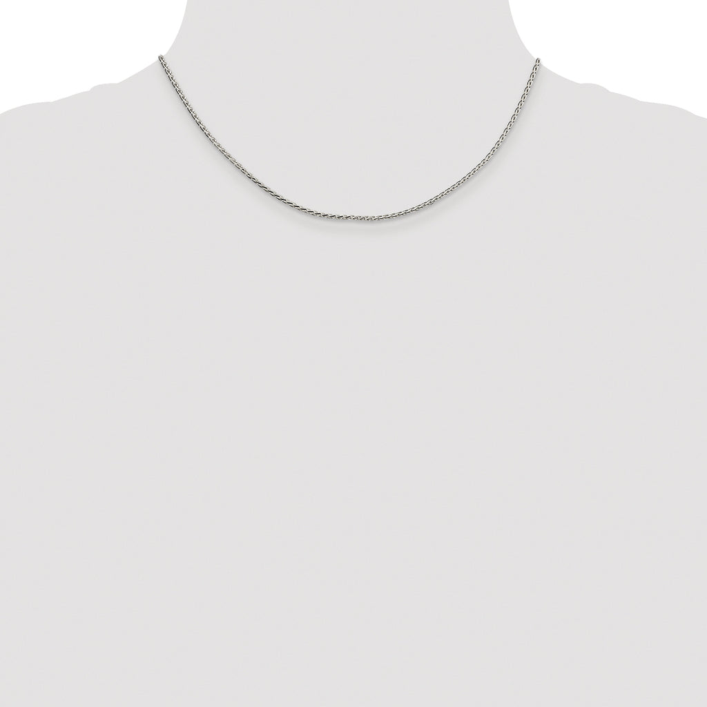 Sterling Silver Rhodium-plated 1.7mm Diamond-cut Round Spiga Chain