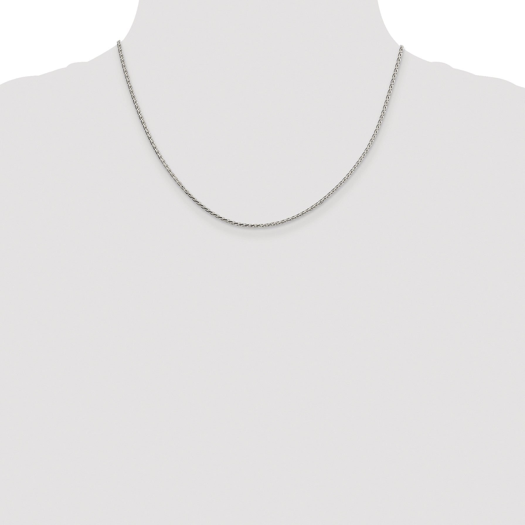 Sterling Silver Rhodium-plated 1.7mm Diamond-cut Round Spiga Chain