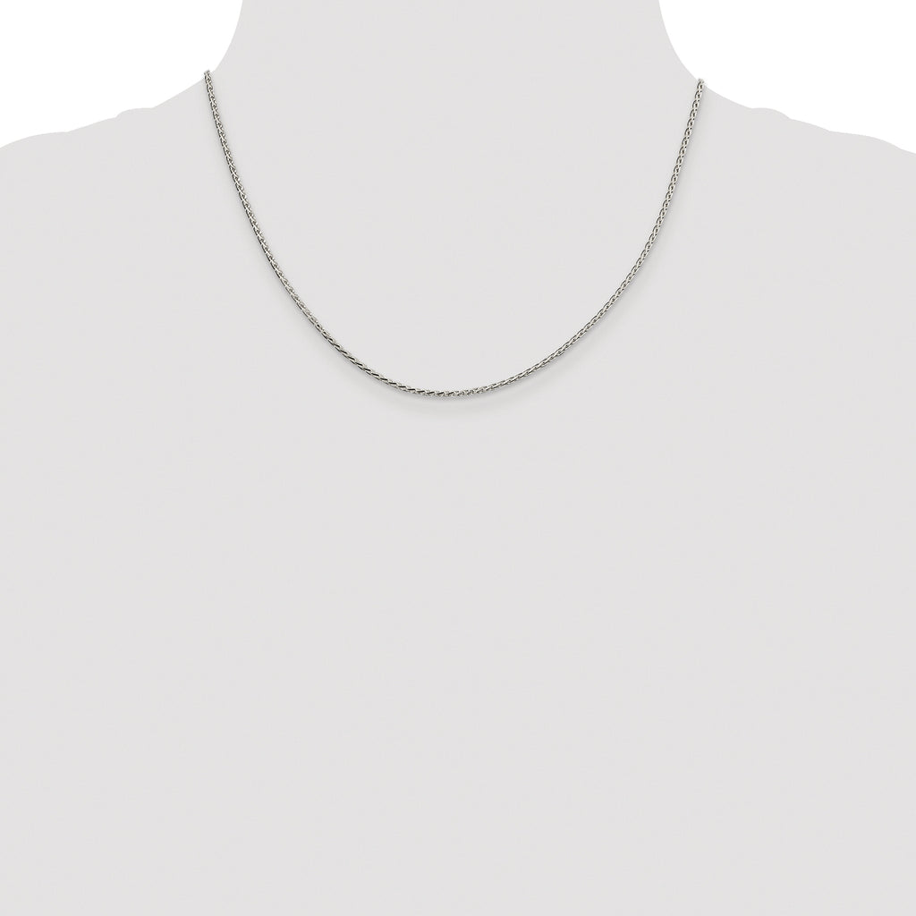 Sterling Silver Rhodium-plated 1.7mm Diamond-cut Round Spiga Chain