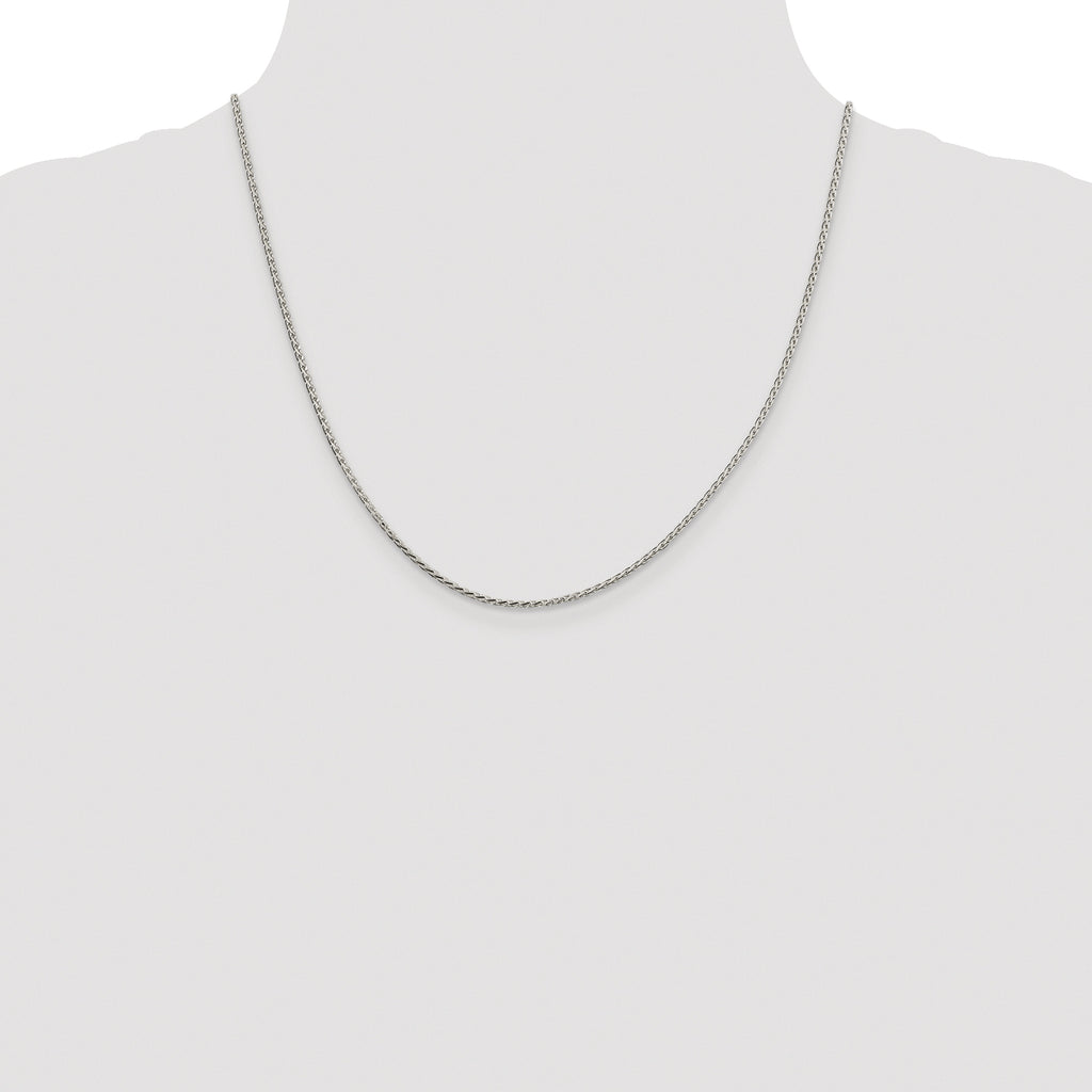 Sterling Silver Rhodium-plated 1.7mm Diamond-cut Round Spiga Chain