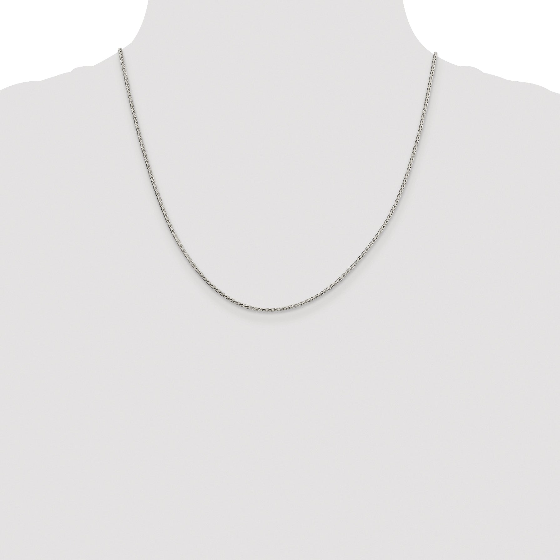 Sterling Silver Rhodium-plated 1.7mm Diamond-cut Round Spiga Chain