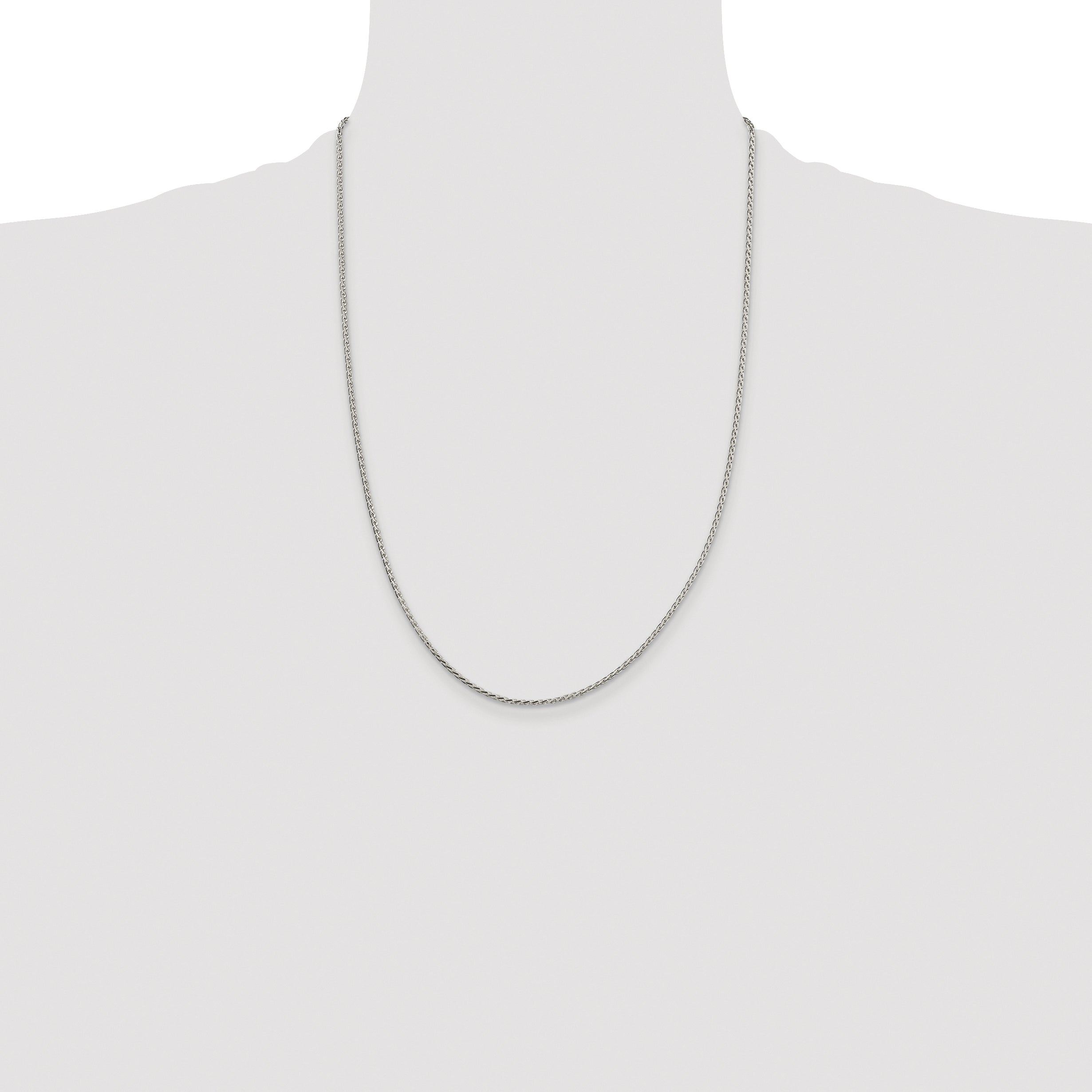 Sterling Silver Rhodium-plated 1.7mm Diamond-cut Round Spiga Chain