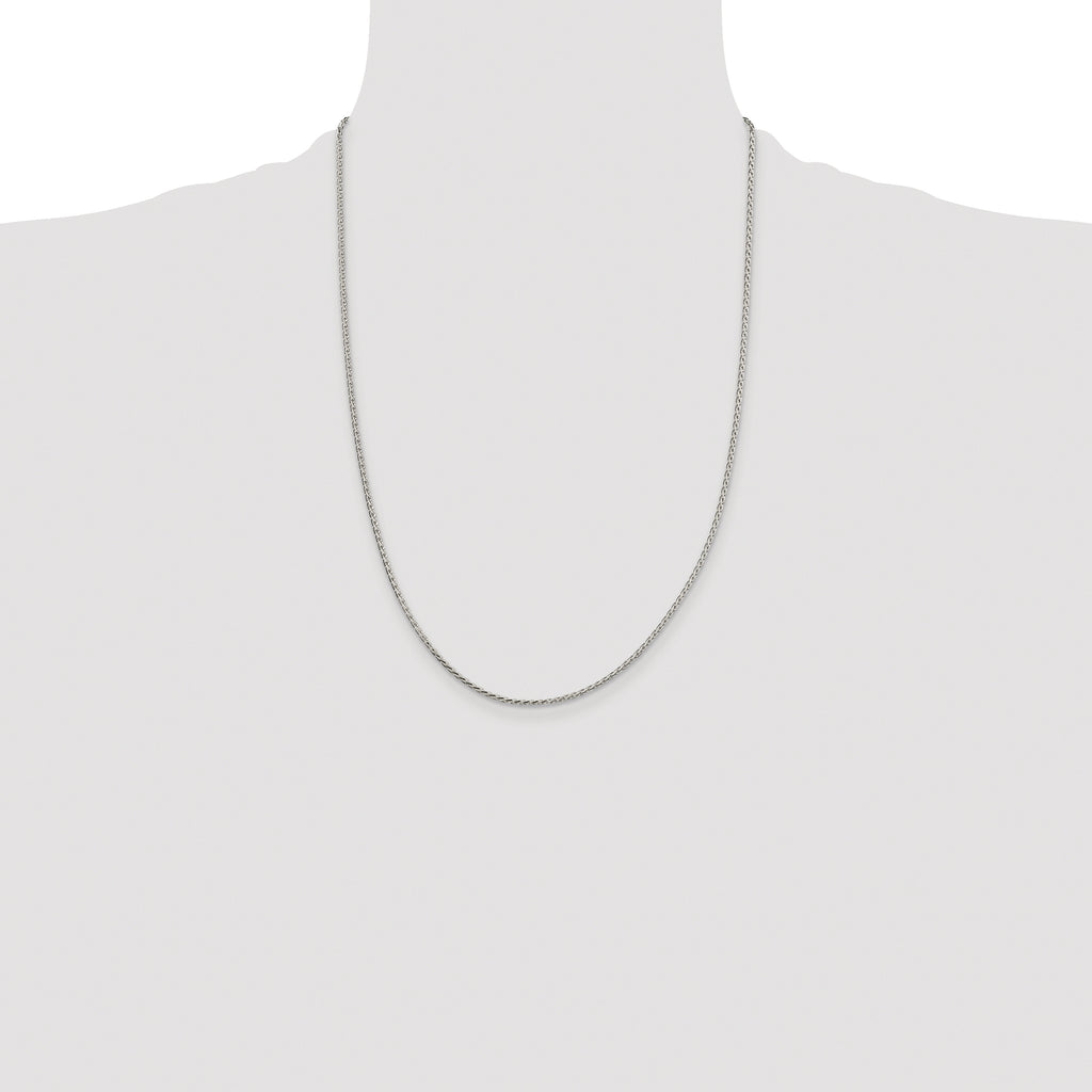 Sterling Silver Rhodium-plated 1.7mm Diamond-cut Round Spiga Chain