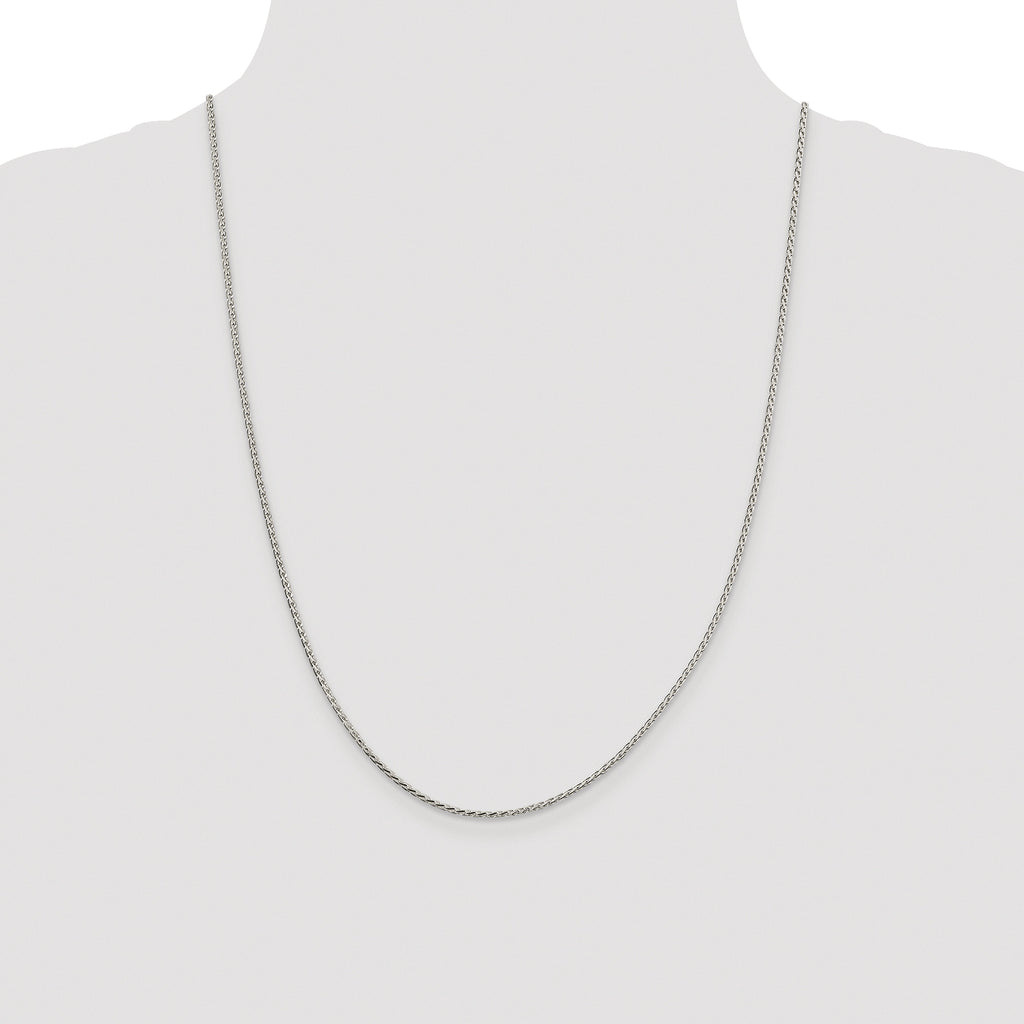 Sterling Silver Rhodium-plated 1.7mm Diamond-cut Round Spiga Chain