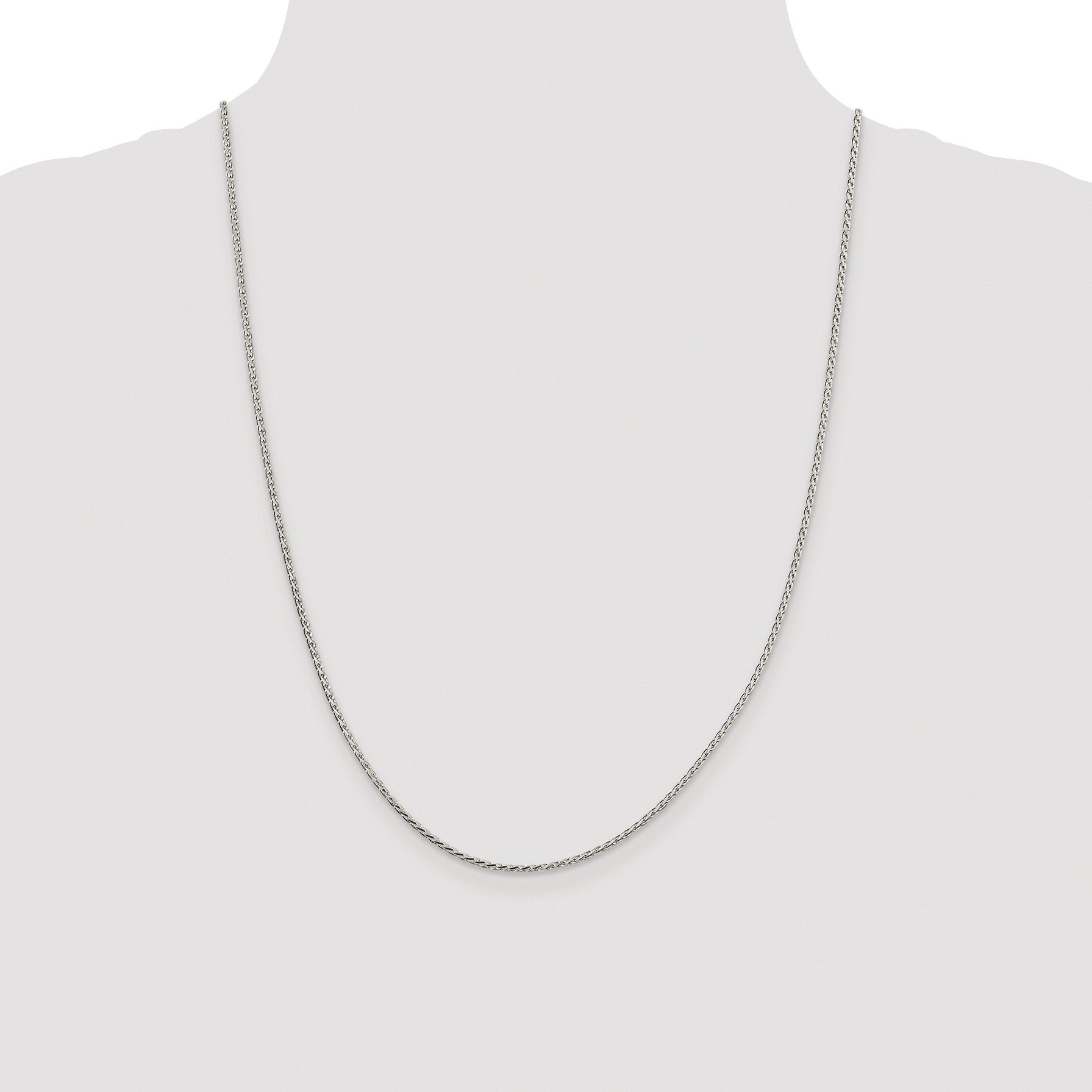 Sterling Silver Rhodium-plated 1.7mm Diamond-cut Round Spiga Chain