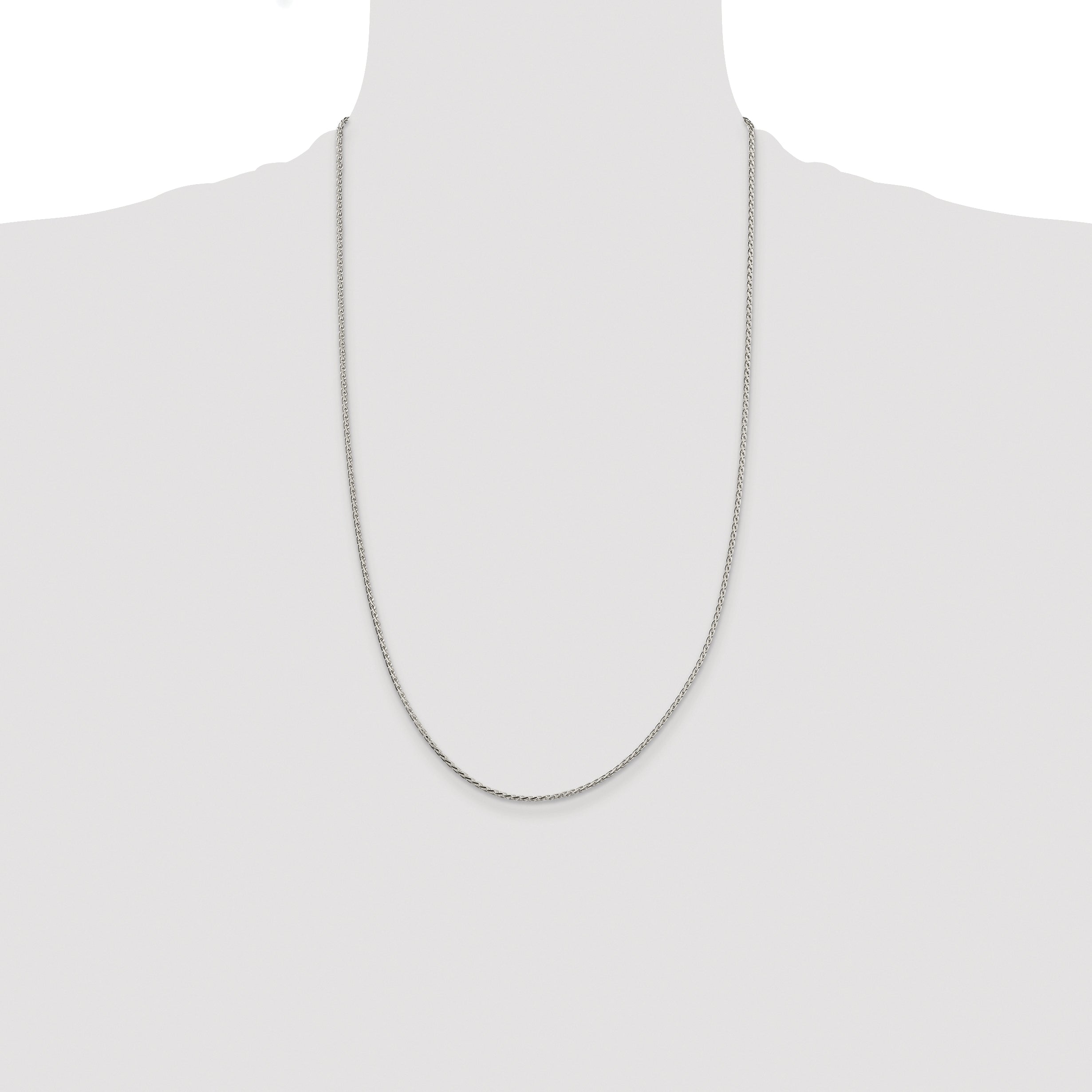 Sterling Silver Rhodium-plated 1.7mm Diamond-cut Round Spiga Chain