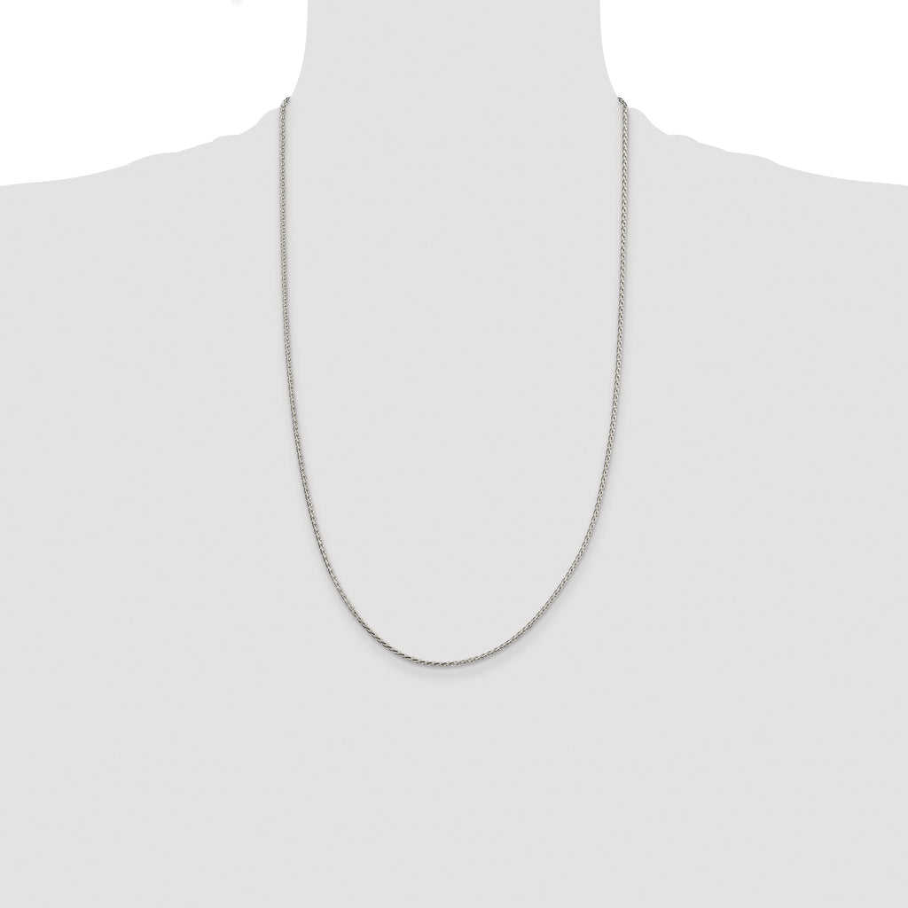 Sterling Silver Rhodium-plated 1.7mm Diamond-cut Round Spiga Chain