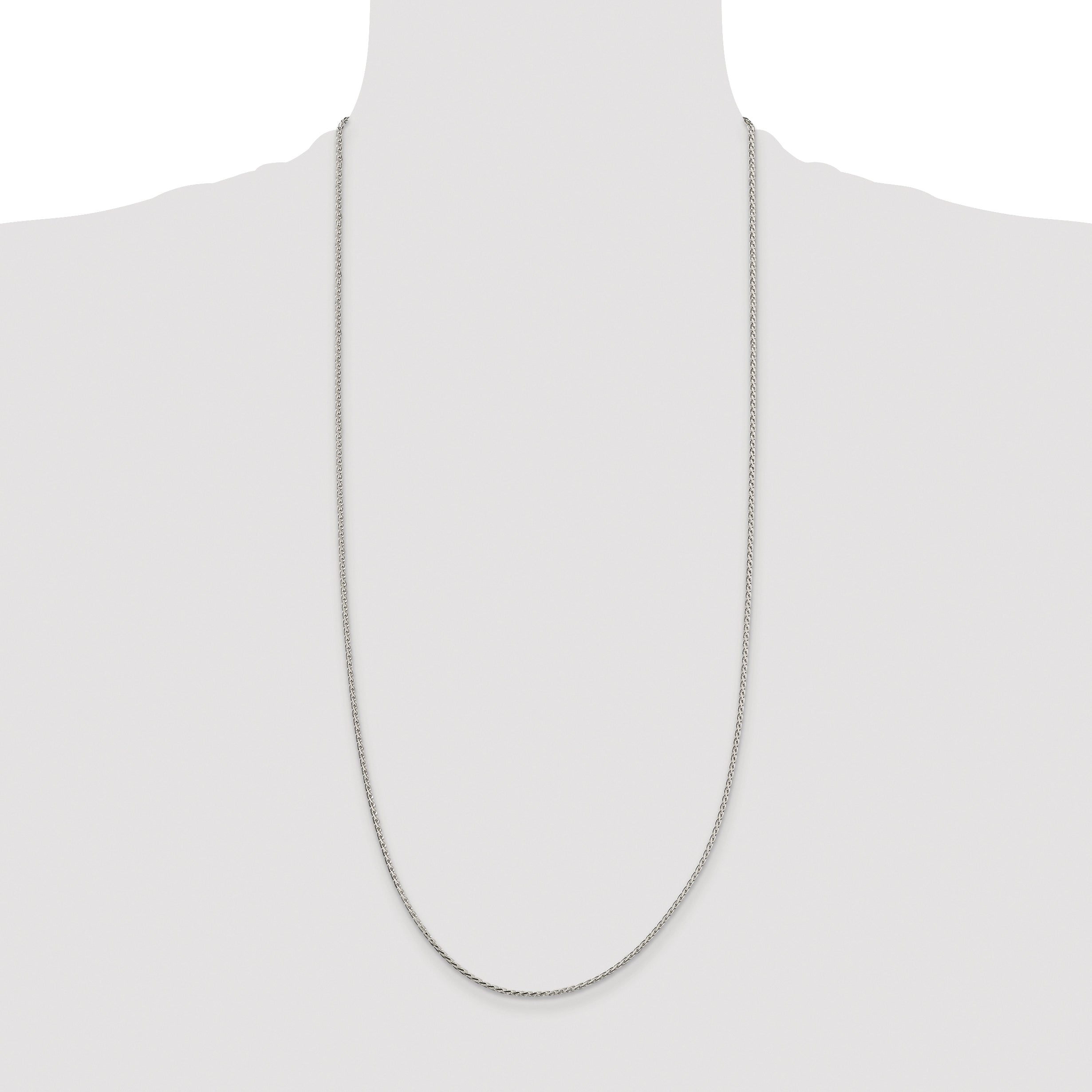 Sterling Silver Rhodium-plated 1.7mm Diamond-cut Round Spiga Chain