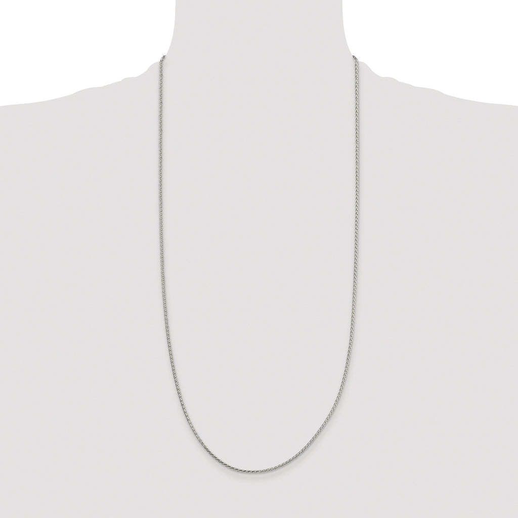 Sterling Silver Rhodium-plated 1.7mm Diamond-cut Round Spiga Chain