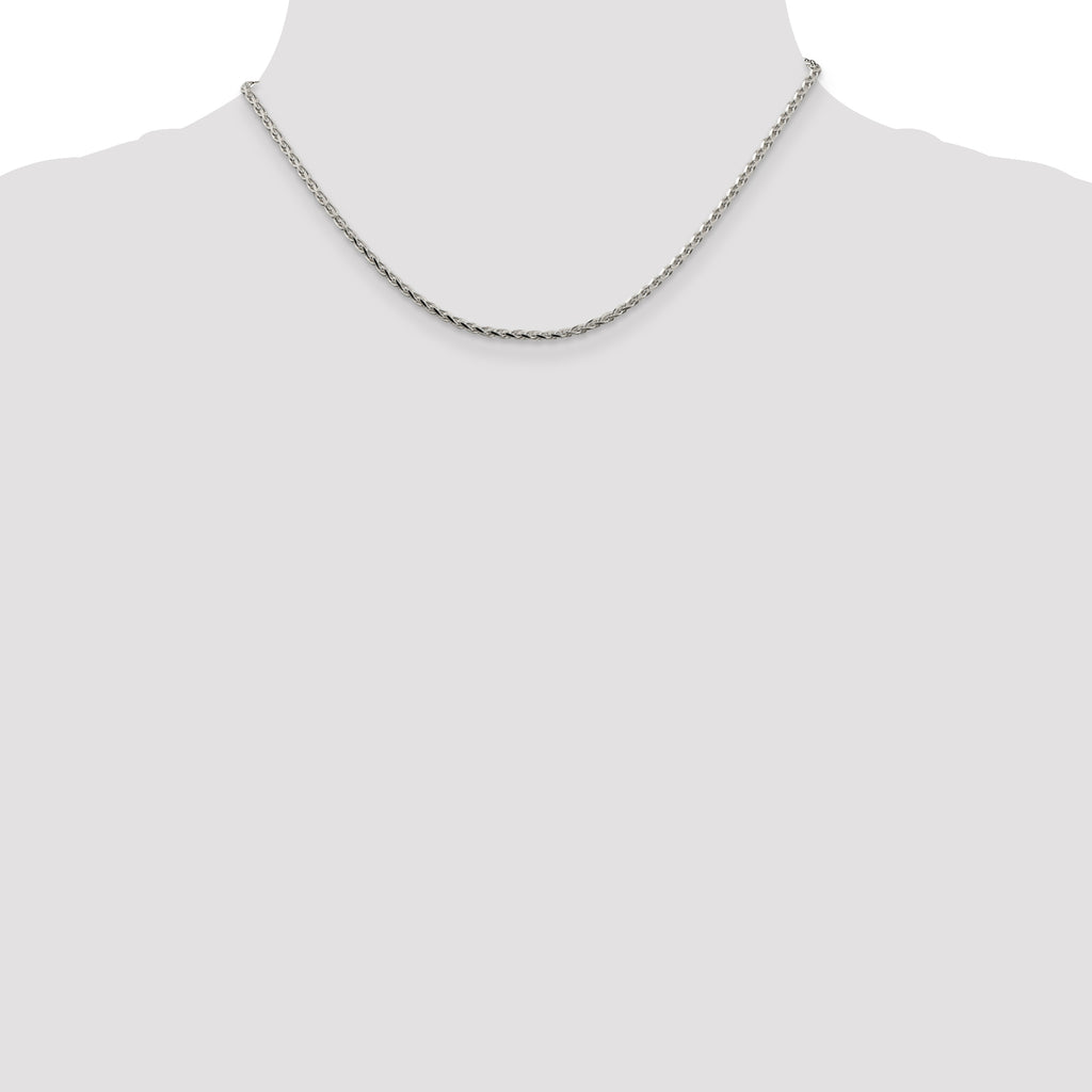 Sterling Silver Diamond-Cut Wheat Chain Necklace 2.15mm