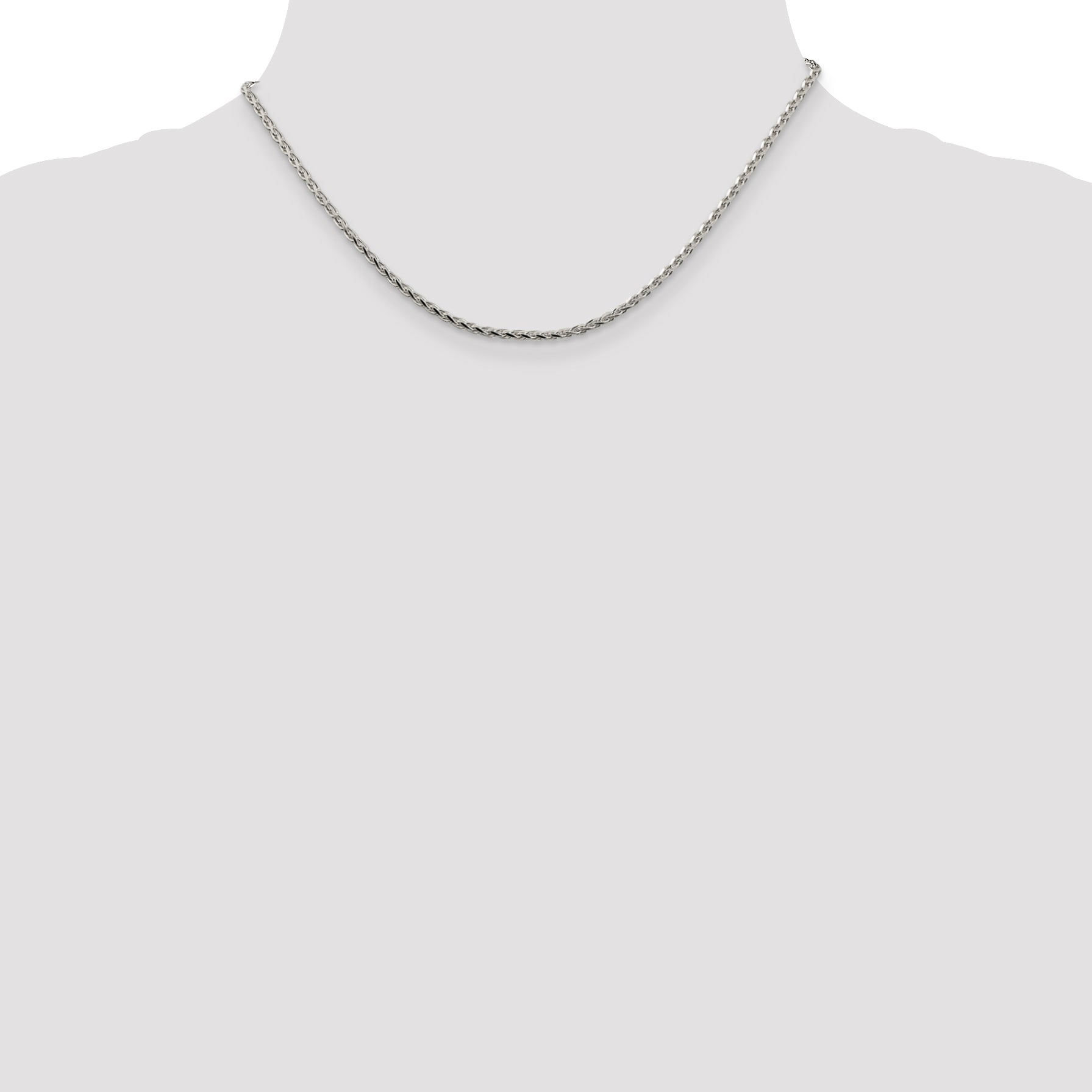 Sterling Silver Diamond-Cut Wheat Chain Necklace 2.15mm