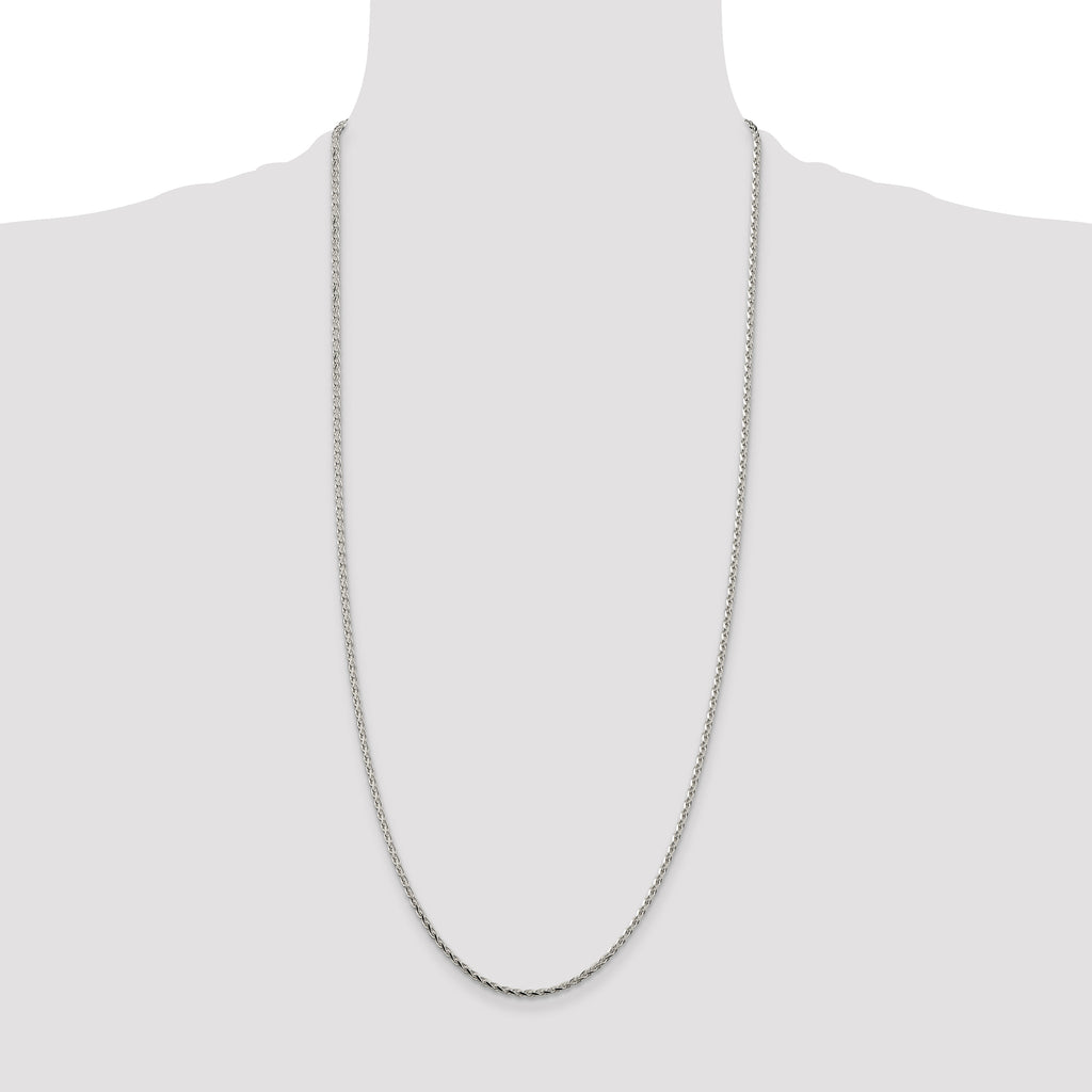 Sterling Silver 2.15mm Diamond-Cut Round Spiga Chain