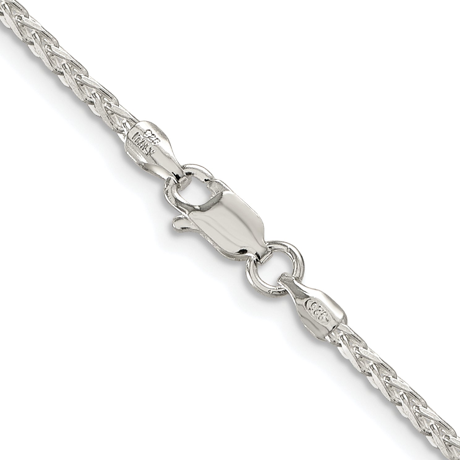 Sterling Silver Rhodium-Plated Diamond-Cut Wheat Chain Necklace 2.15mm Secondary image