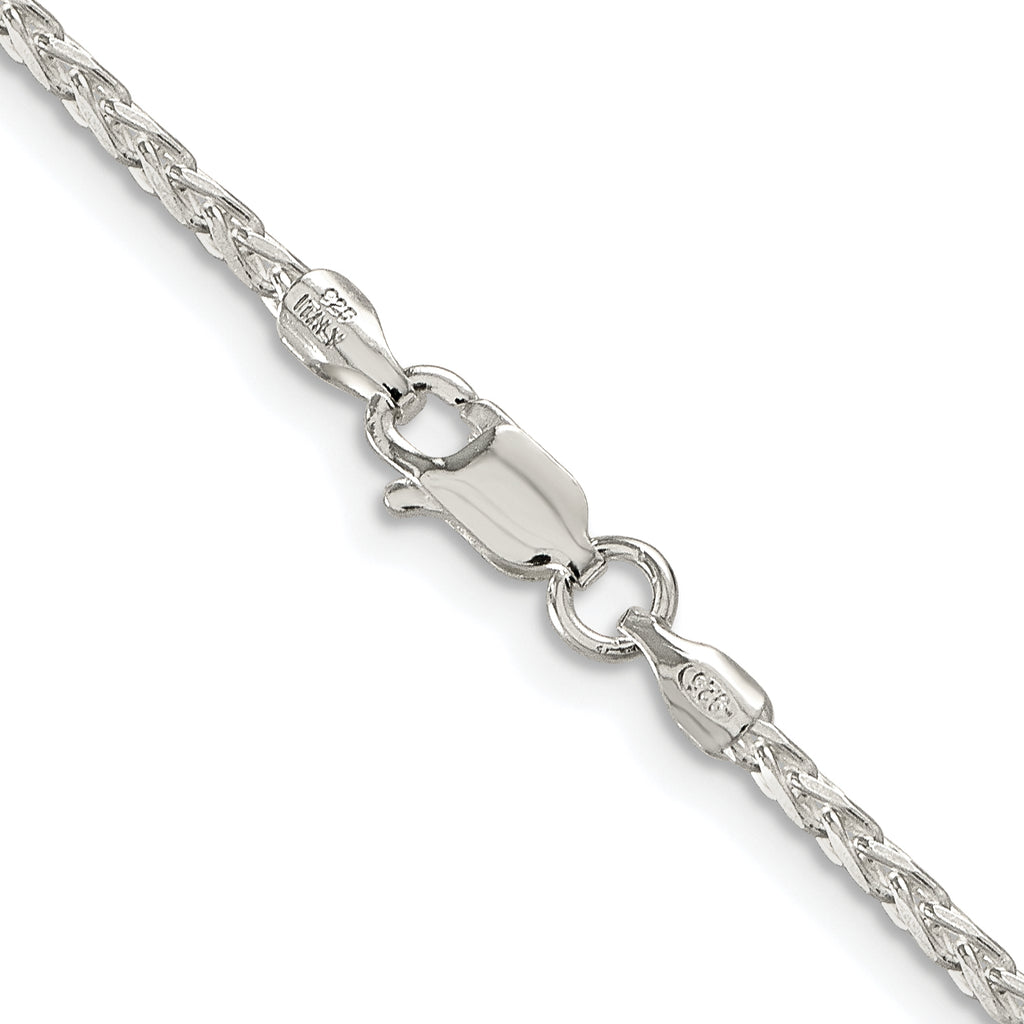 Sterling Silver Rhodium-Plated Diamond-Cut Wheat Chain Necklace 2.15mm