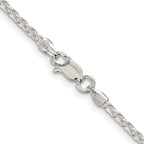 Sterling Silver Rhodium-Plated Diamond-Cut Wheat Chain Necklace 2.15mm