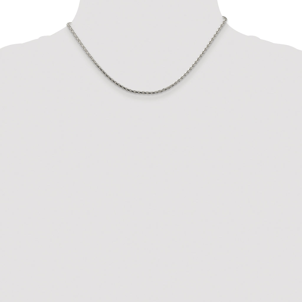 Sterling Silver Rhodium-Plated 2.15mm Diamond-Cut Round Spiga Chain