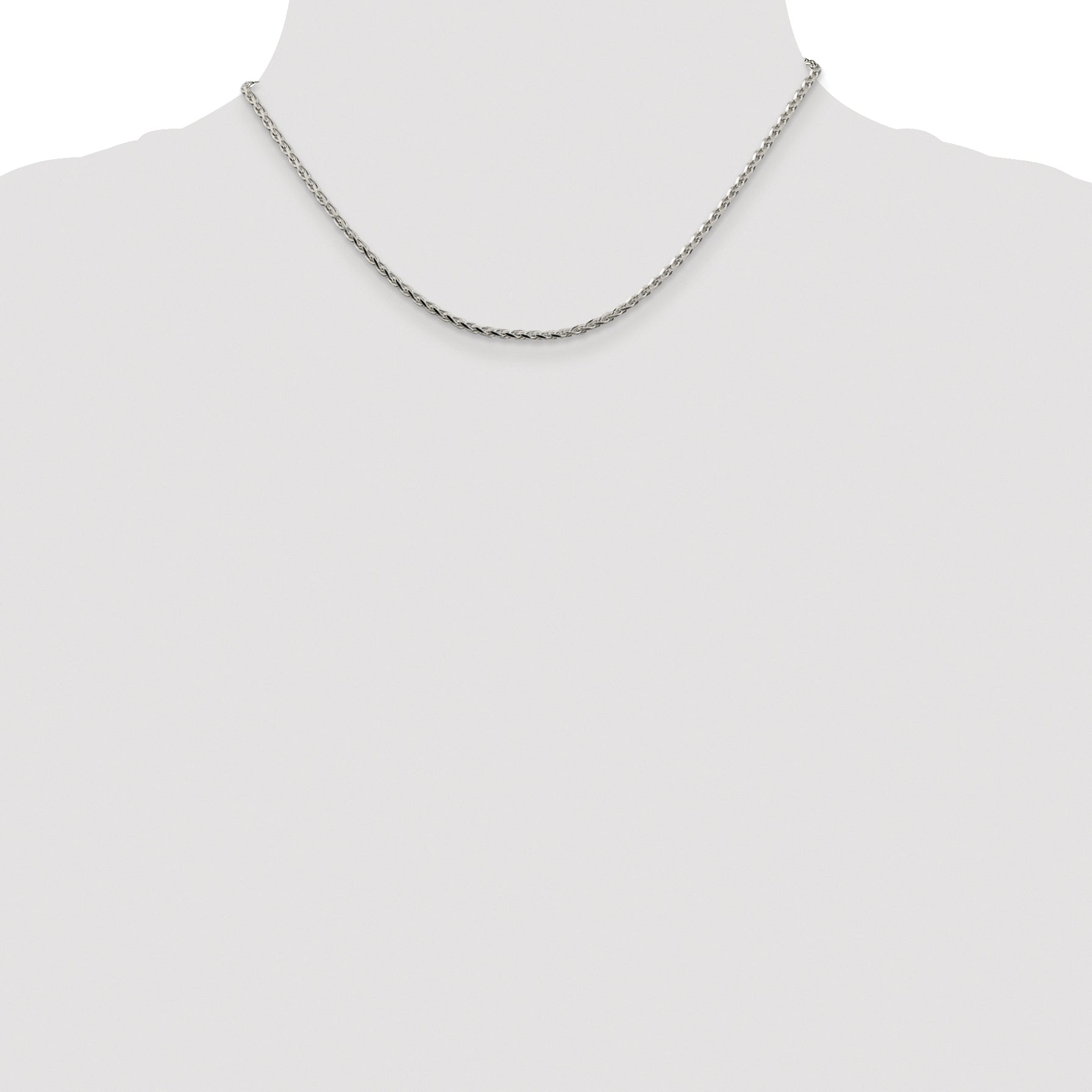 Sterling Silver Rhodium-Plated 2.15mm Diamond-Cut Round Spiga Chain