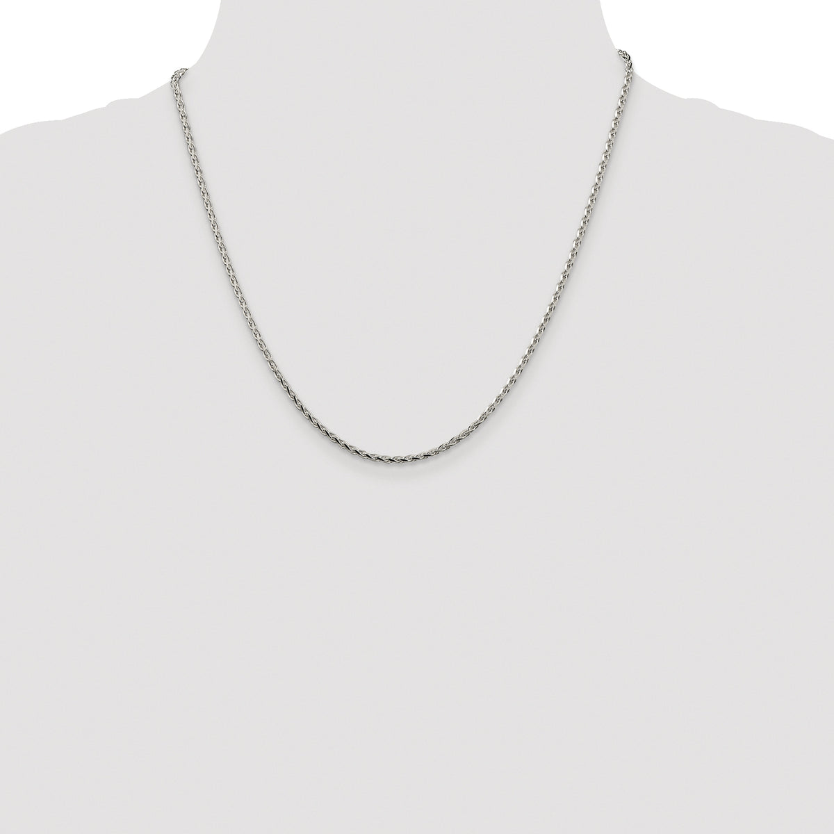 Sterling Silver Rhodium-plated 2.15mm Diamond-cut Round Spiga Chain