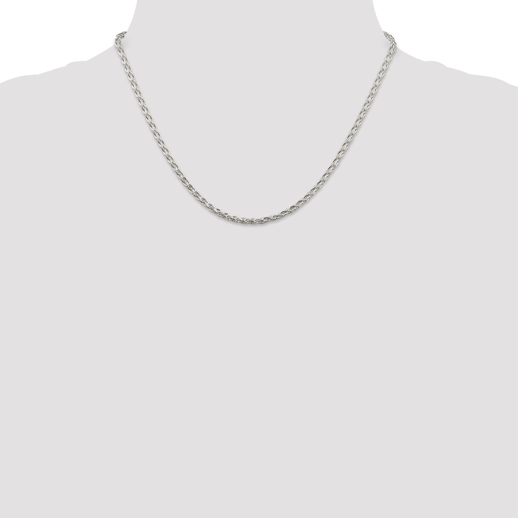 Sterling Silver 2.85mm Diamond-Cut Round Spiga Chain