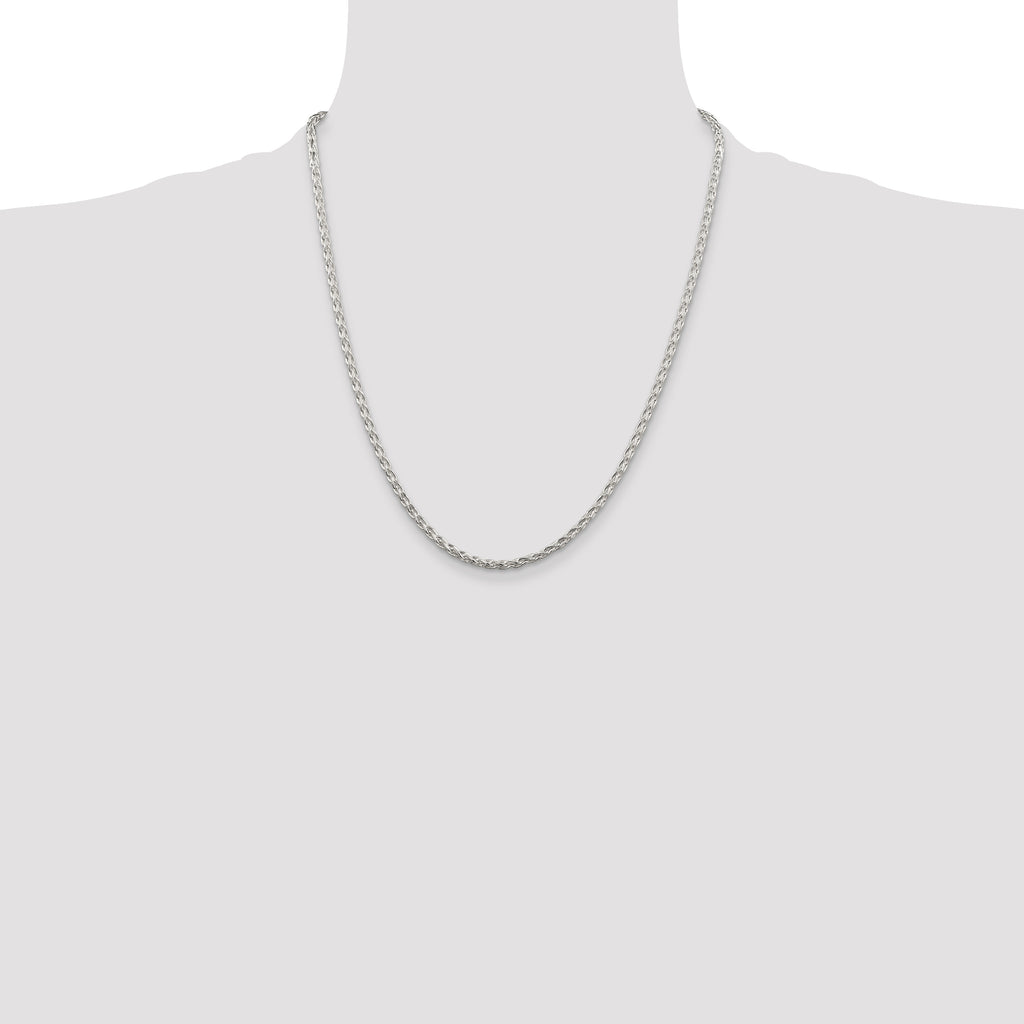 Sterling Silver Diamond-Cut Wheat Chain Necklace 2.85mm