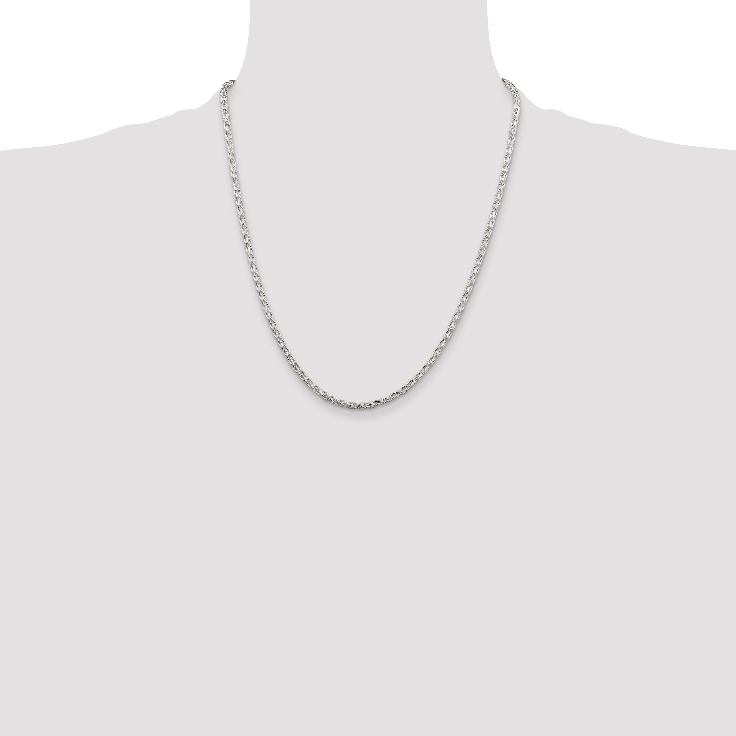 Sterling Silver Diamond-Cut Wheat Chain Necklace 2.85mm