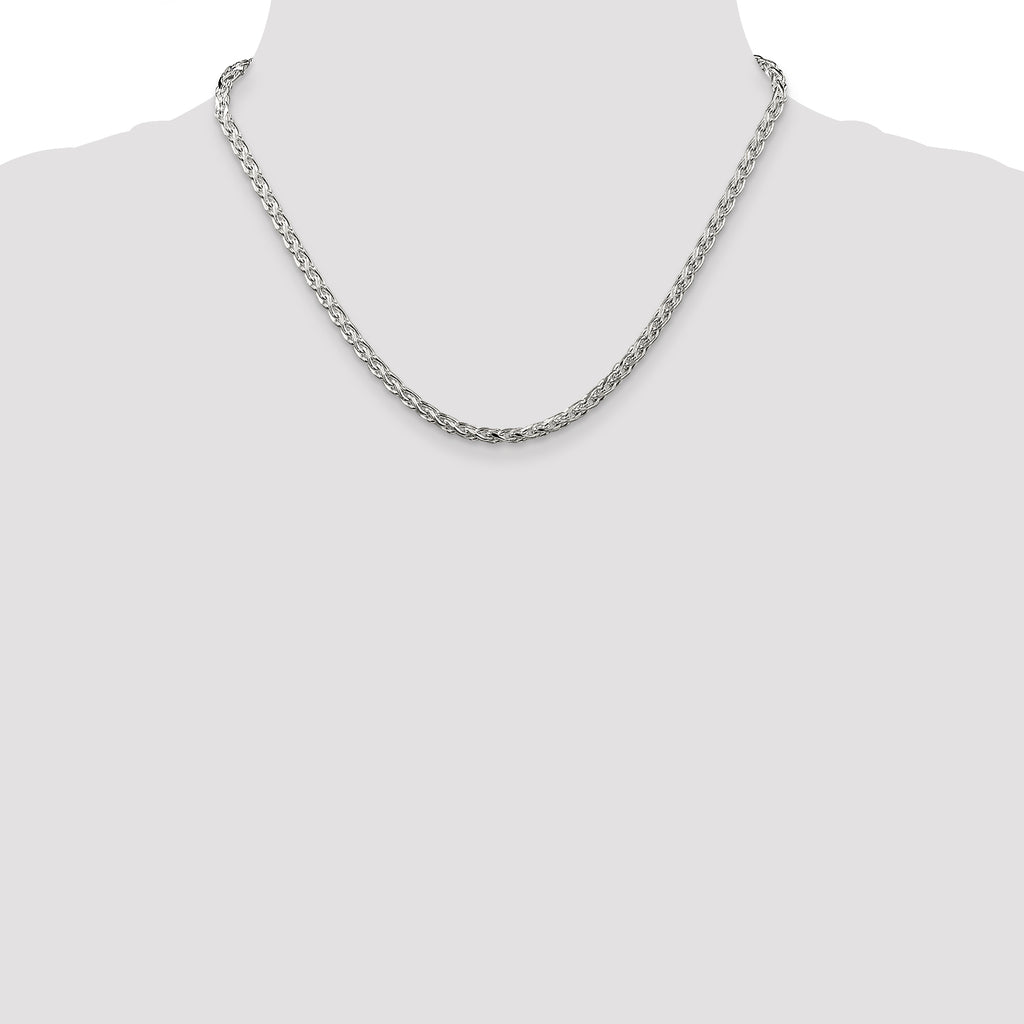 Sterling Silver Diamond-Cut Wheat Chain Necklace 3.5mm