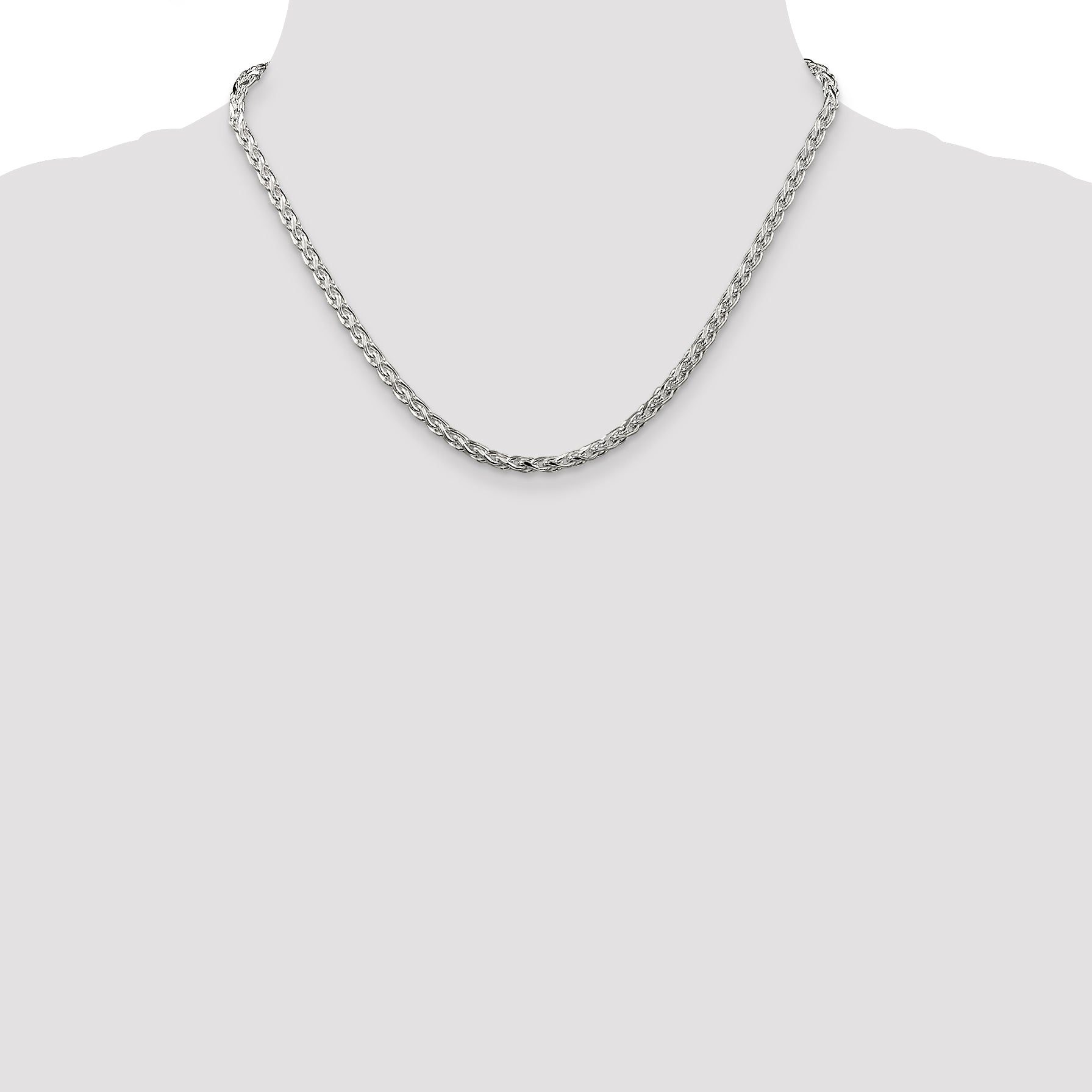 Sterling Silver Diamond-Cut Wheat Chain Necklace 3.5mm