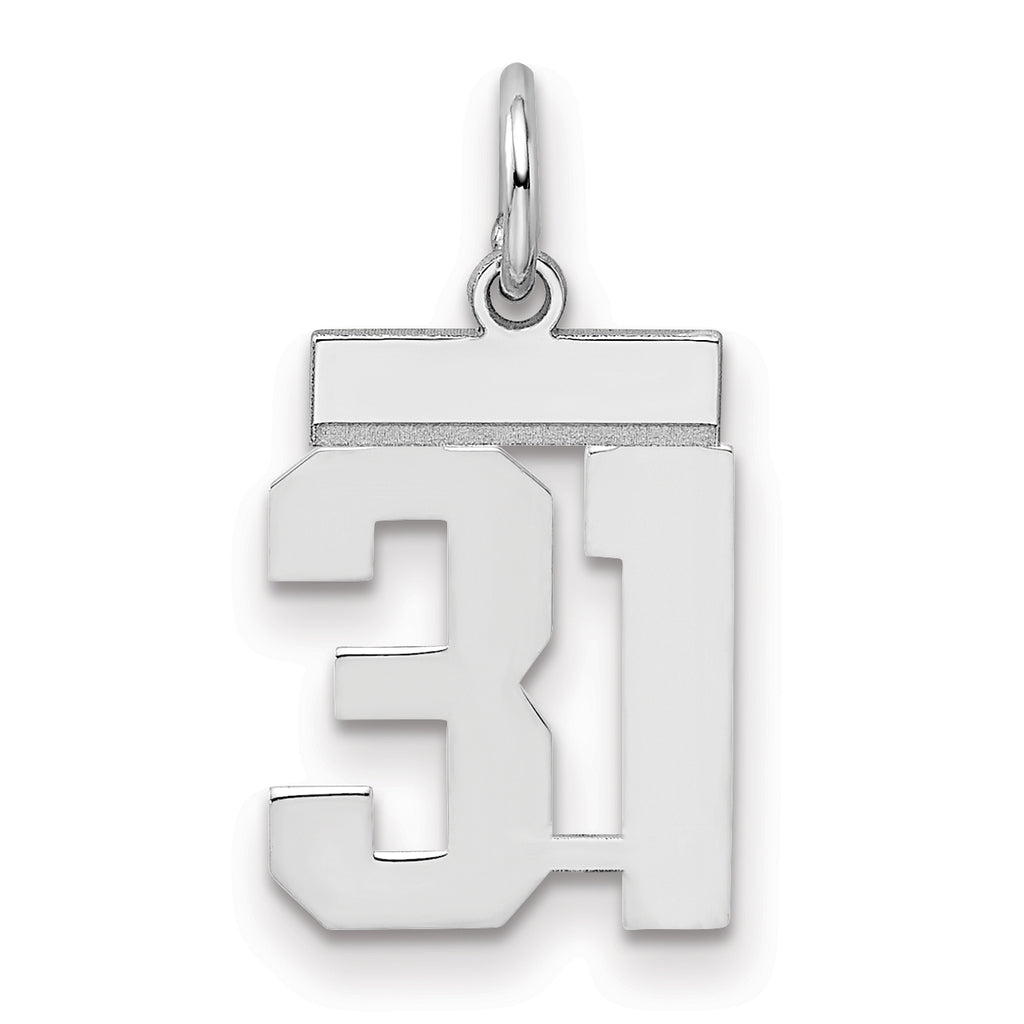 Number 31 Charm in Sterling Silver, 20mm - Sophia Jewelers