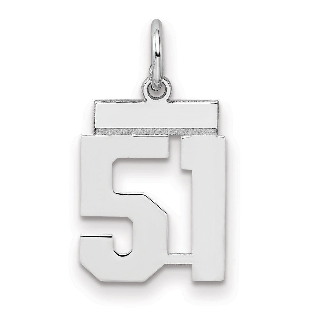 Number 51 Charm in Sterling Silver, 20mm - Sophia Jewelers